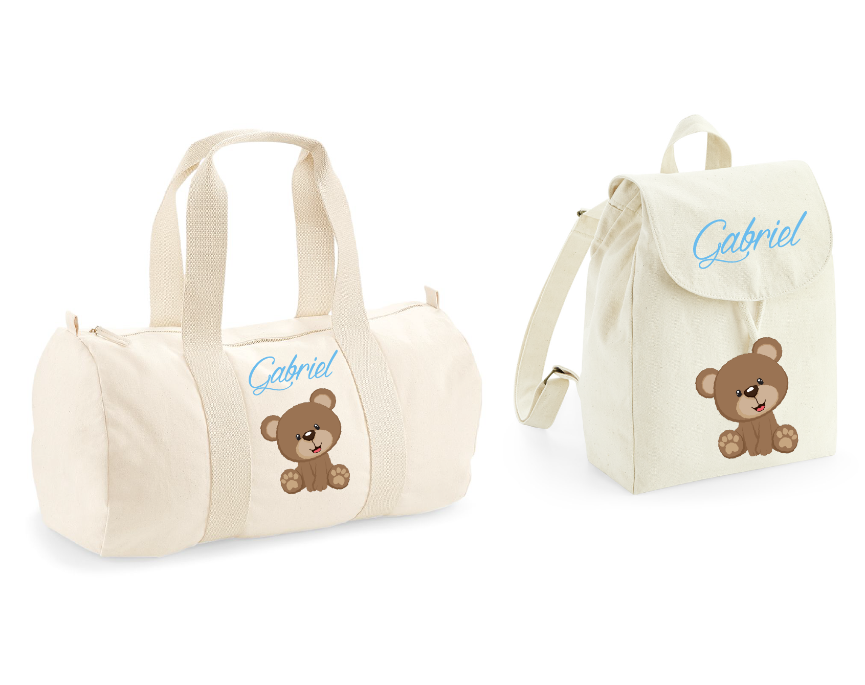Borsone e zaino in cotone Orsetto personalizzabile - Be Brave Boutique