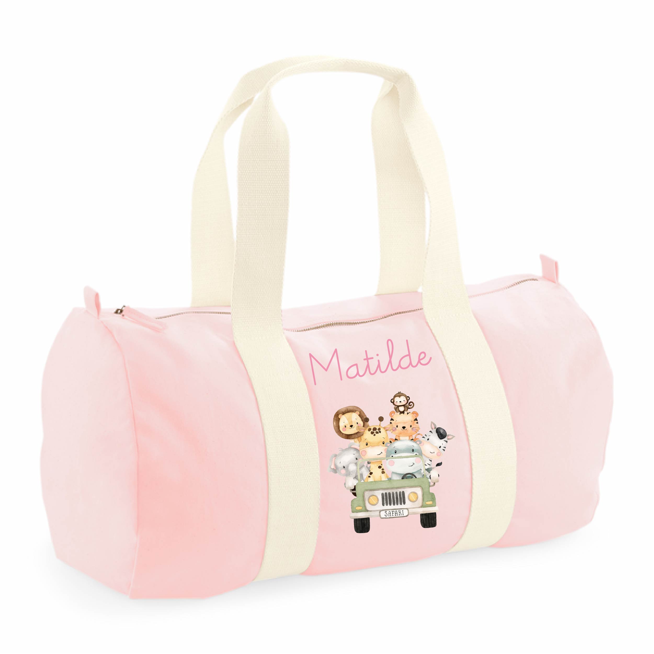 Borsone Baby in cotone canvas stampa Safari personalizzato con nome - Be Brave Boutique