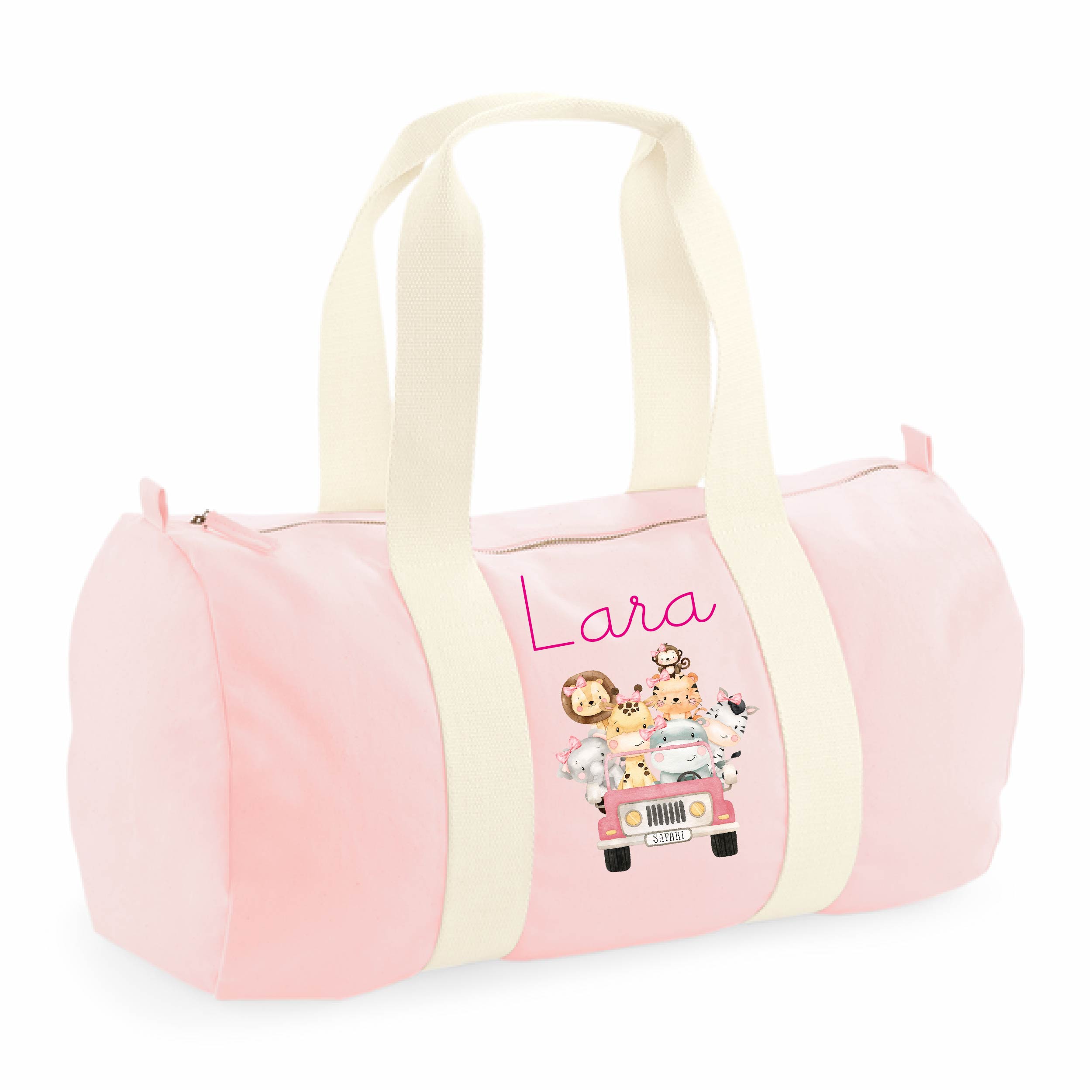 Borsone Baby in cotone canvas stampa Safari personalizzato con nome - Be Brave Boutique