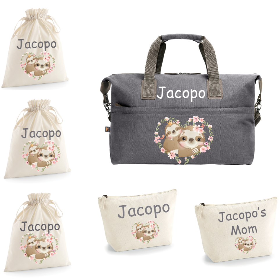 BORSONE IN COTONE PERSONALIZZATO BRADIPO E MAMMA - Be Brave Boutique