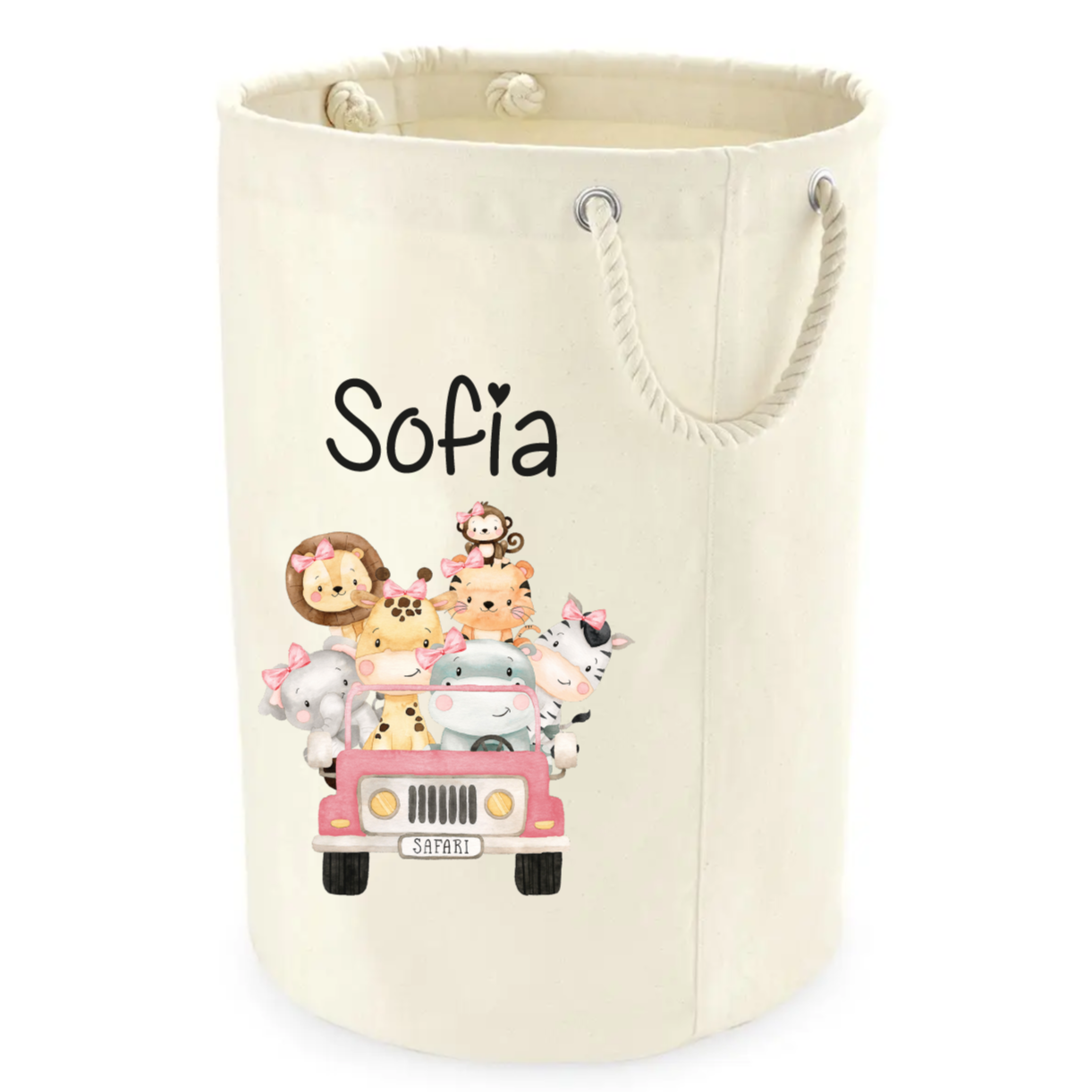 Cesta Porta giochi personalizzabile Safari rosa - Be Brave Boutique