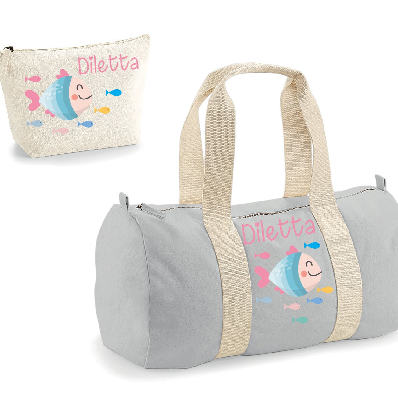 Borsone Baby tubolare personalizzabile Pesciolini più Beauty coordinato - Be Brave Boutique