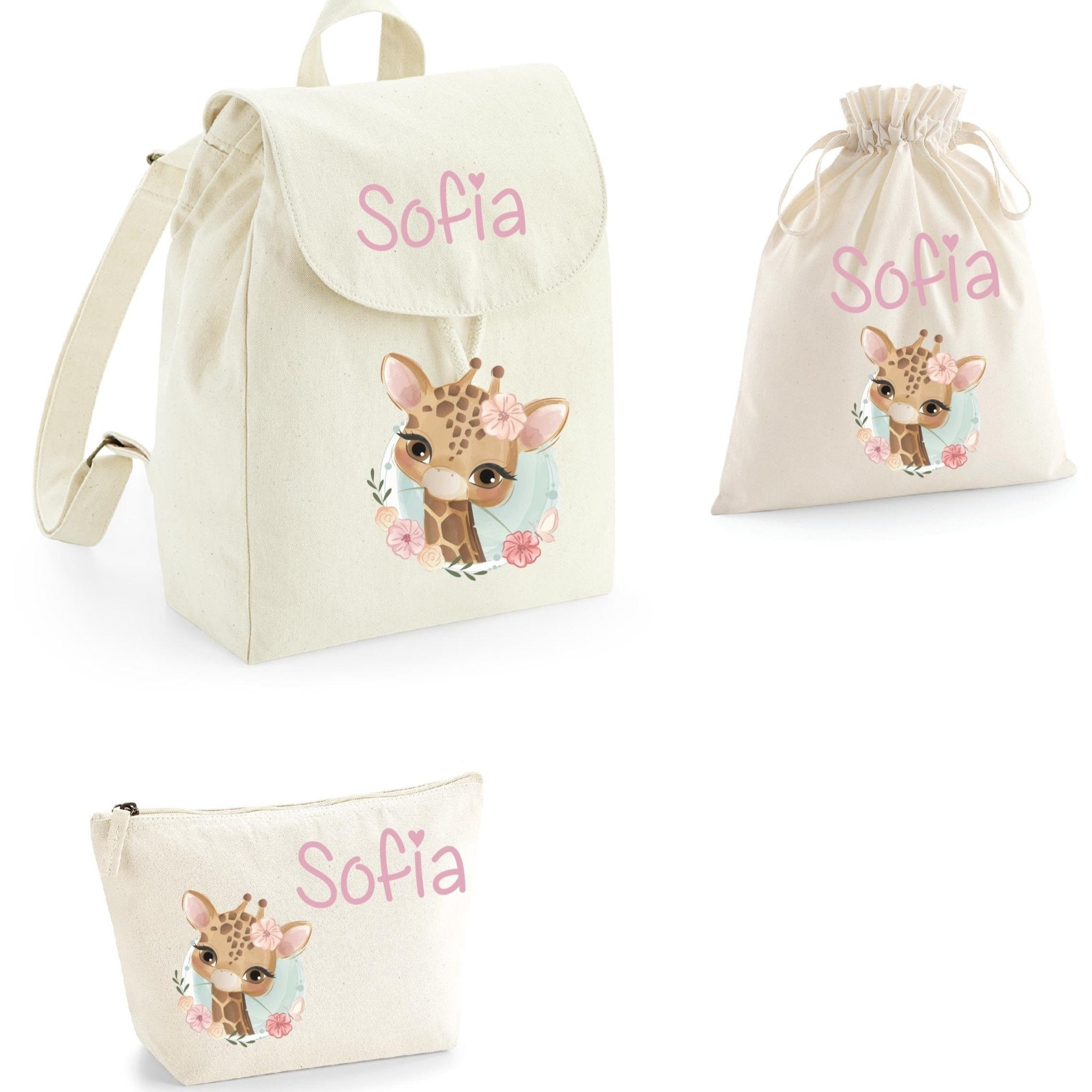 Set asilo Mini Zaino, Sacchetto cambi e beauty Giraffa - Be Brave Boutique