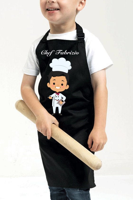 grembiule bambini personalizzato con nome, laccio al collo, regolatore, sistema di chiusura anti-soffoco. idrorepellente. disponibile adulti - be brave boutique