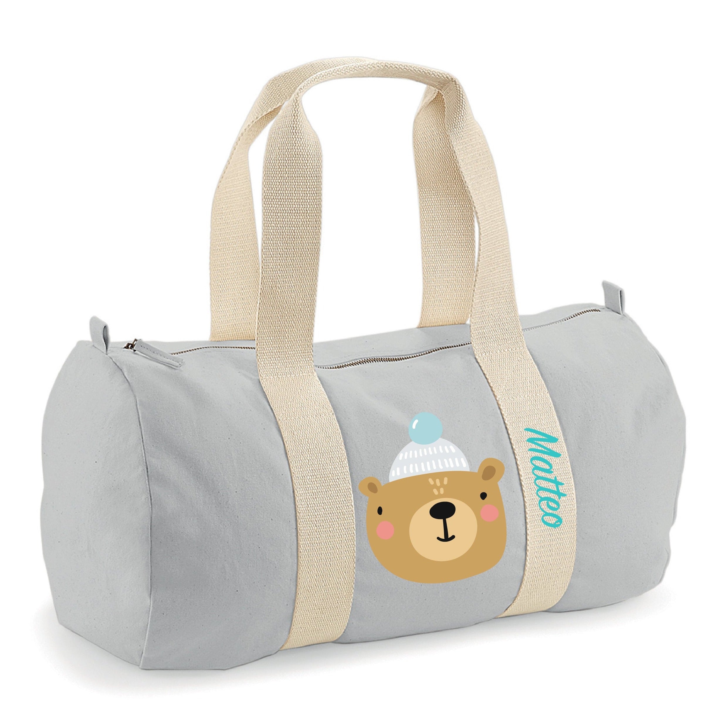 borsone bambini cotone organico Canvas personalizzato con nome ospedale cambi, palestra, asilo, nonni o viaggi regalo natale mommy bag - be brave boutique