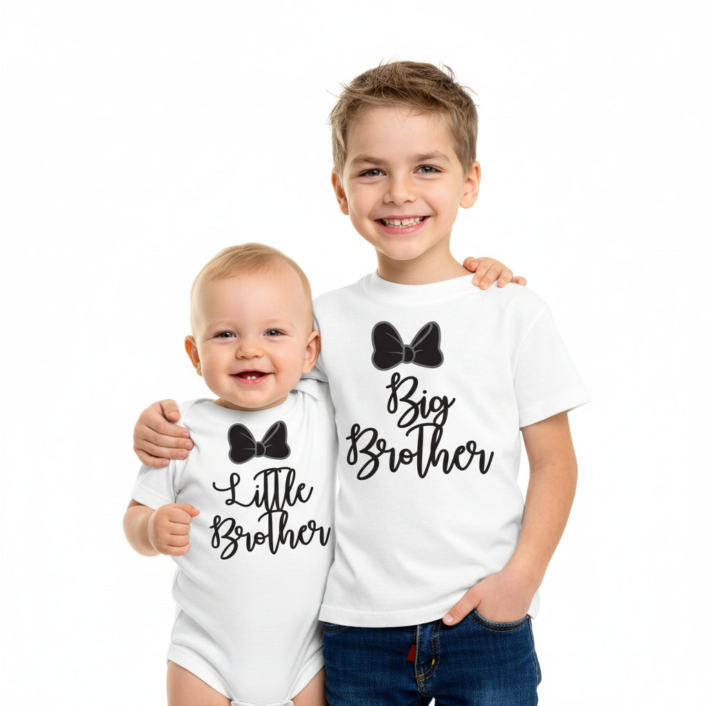 coppia fratelli big brother little brother tshirt e body in 100% cotone con papillon coppia perfetta! - be brave boutique