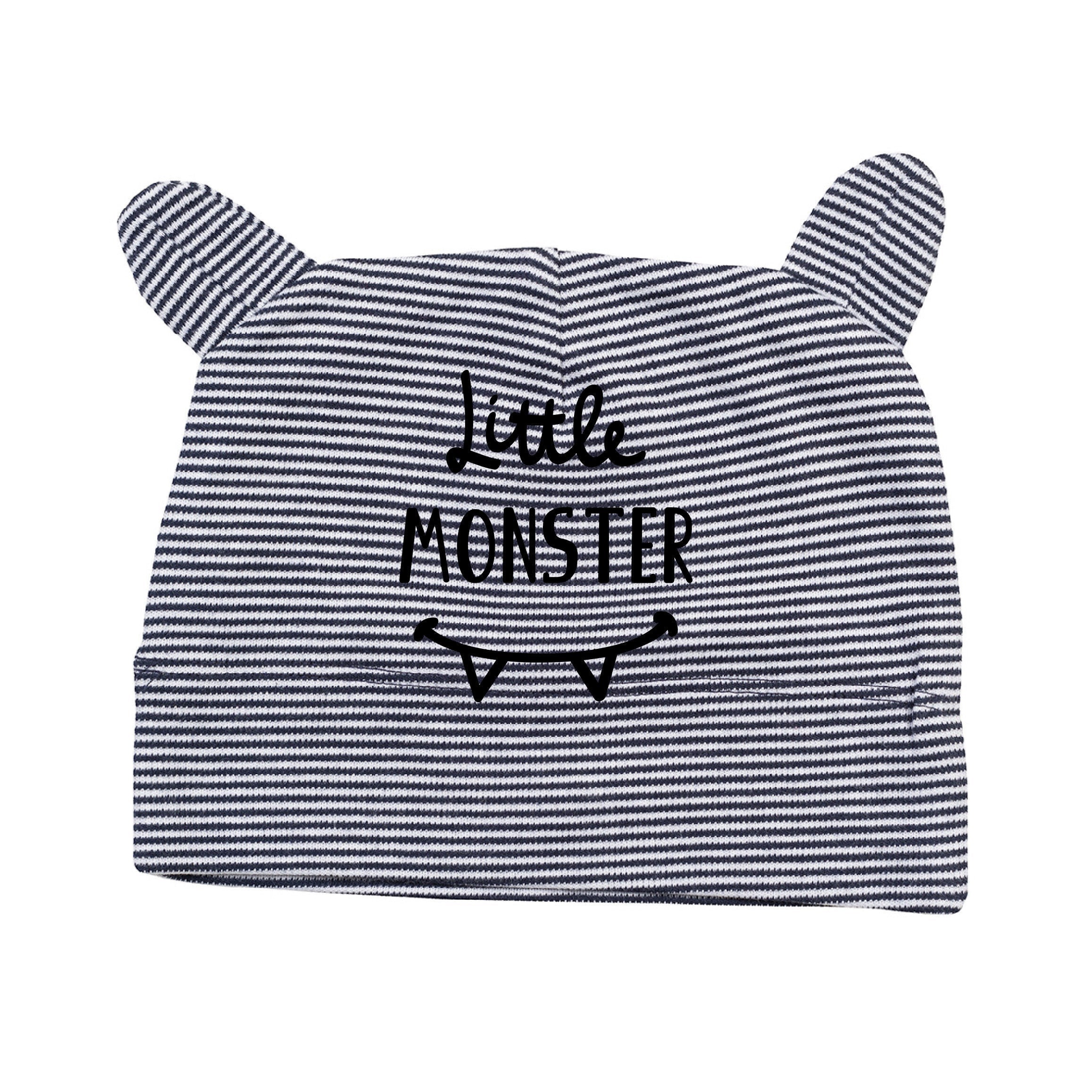 cappellino a righe in cotone organico certicato fantasia strisce sottili e due orecchie stampa personalizzabile - be brave boutique