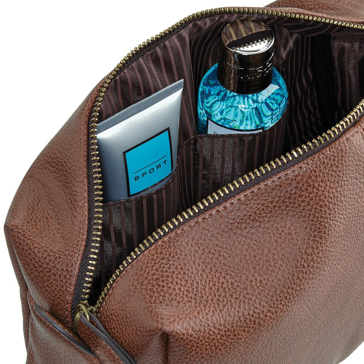 set di due pochette in simil pelle completamente foderate con motivo a righe mommy e daddy tasche interne di cui una con zip - be brave boutique