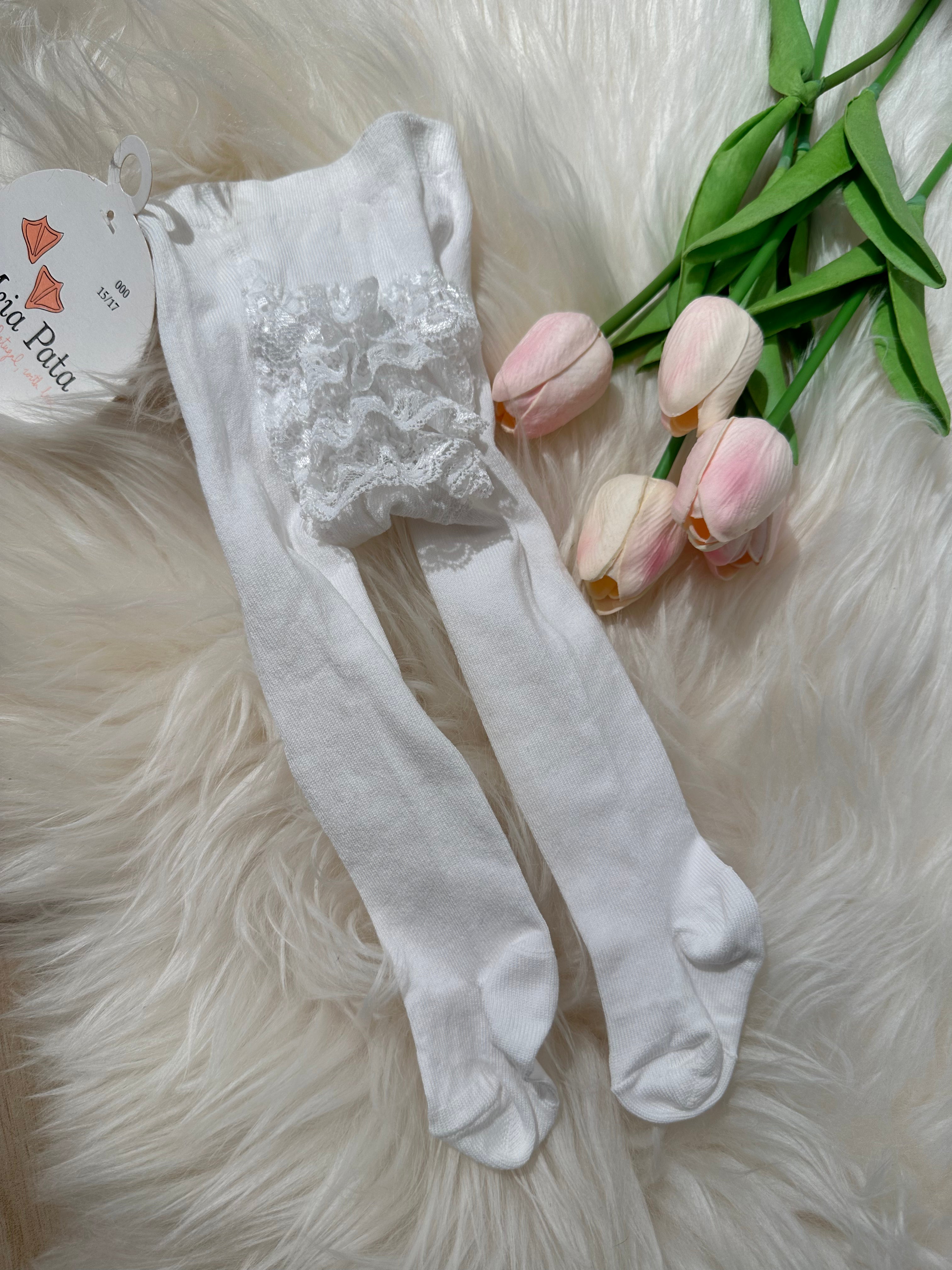 Calzamaglia Neonata Bianco con Volant elasticizzata - Be Brave Boutique