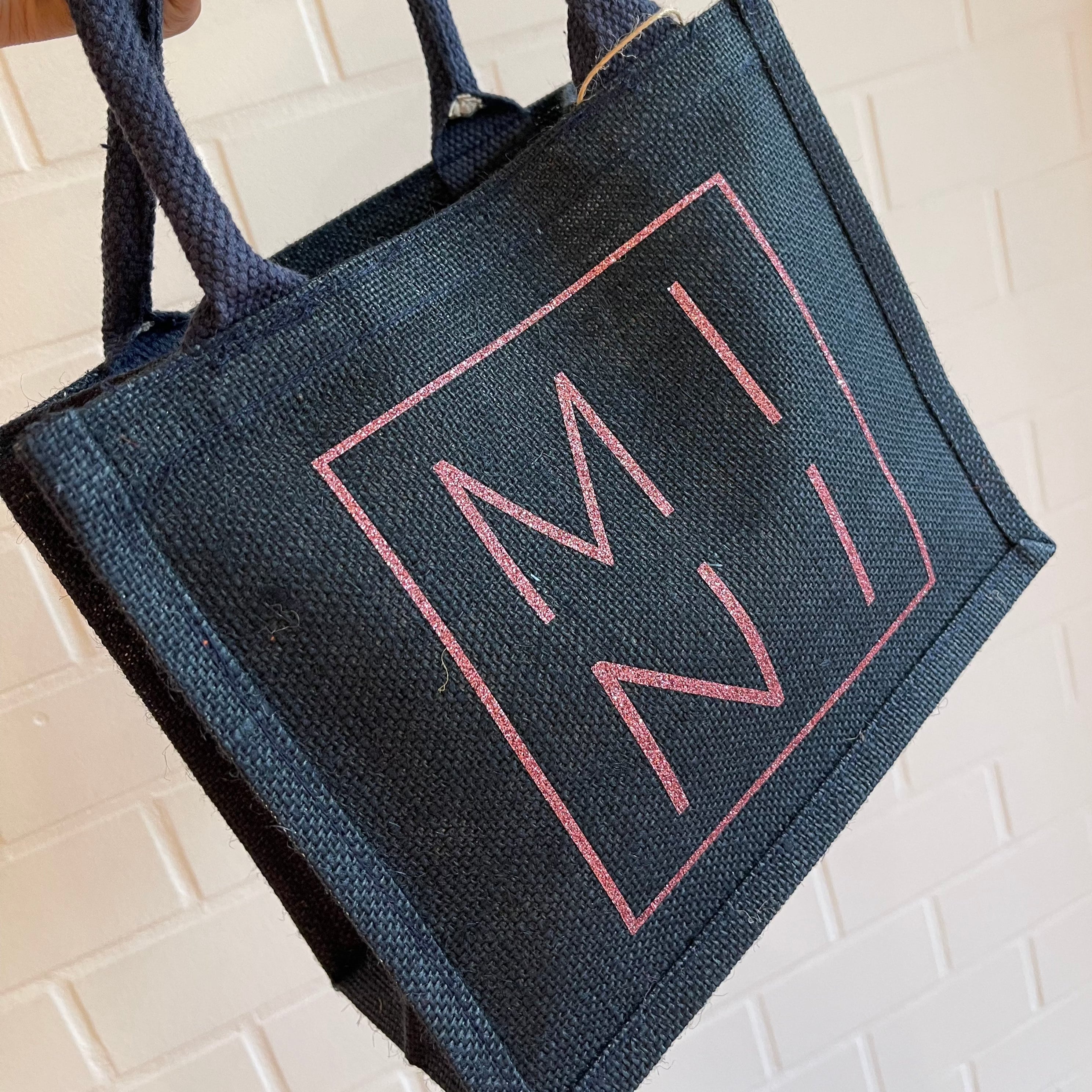 Coppia borse juta Blu Navy Mama Mini matchy-matchy - Be Brave Boutique