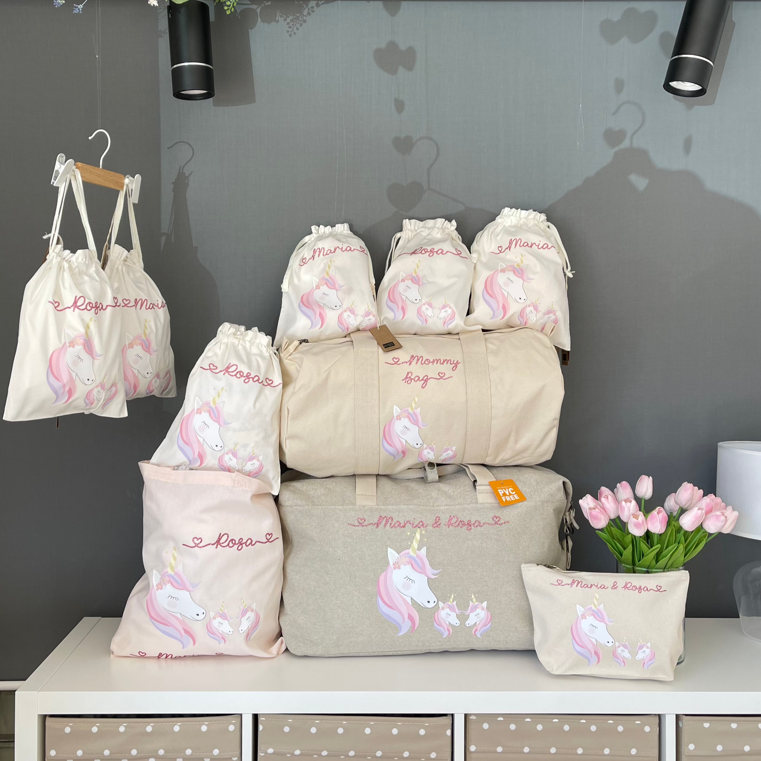 Twins Set 2 borsoni 2 Beauty e 6 sacchi primi cambi personalizzati - Be Brave Boutique