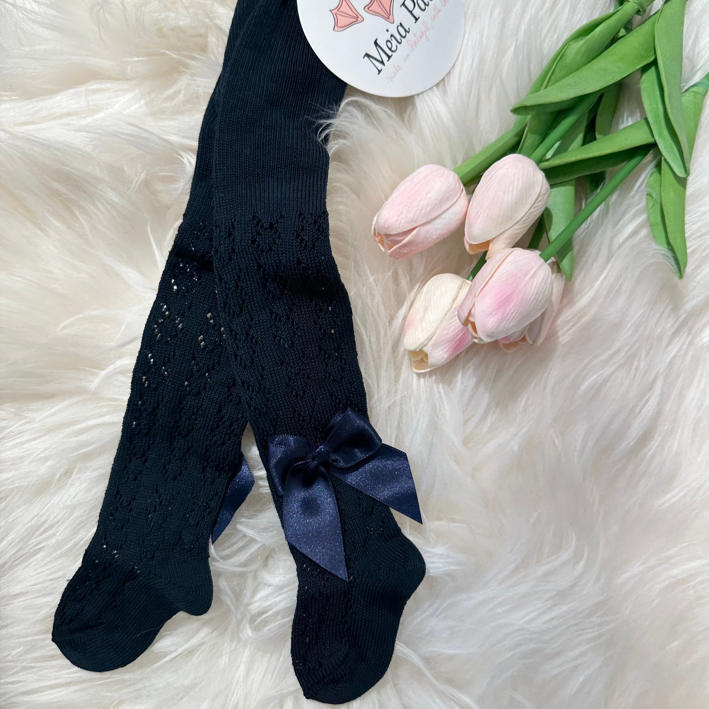 Calzamaglia bimba Blu con fiocco Meia Pata - Be Brave Boutique