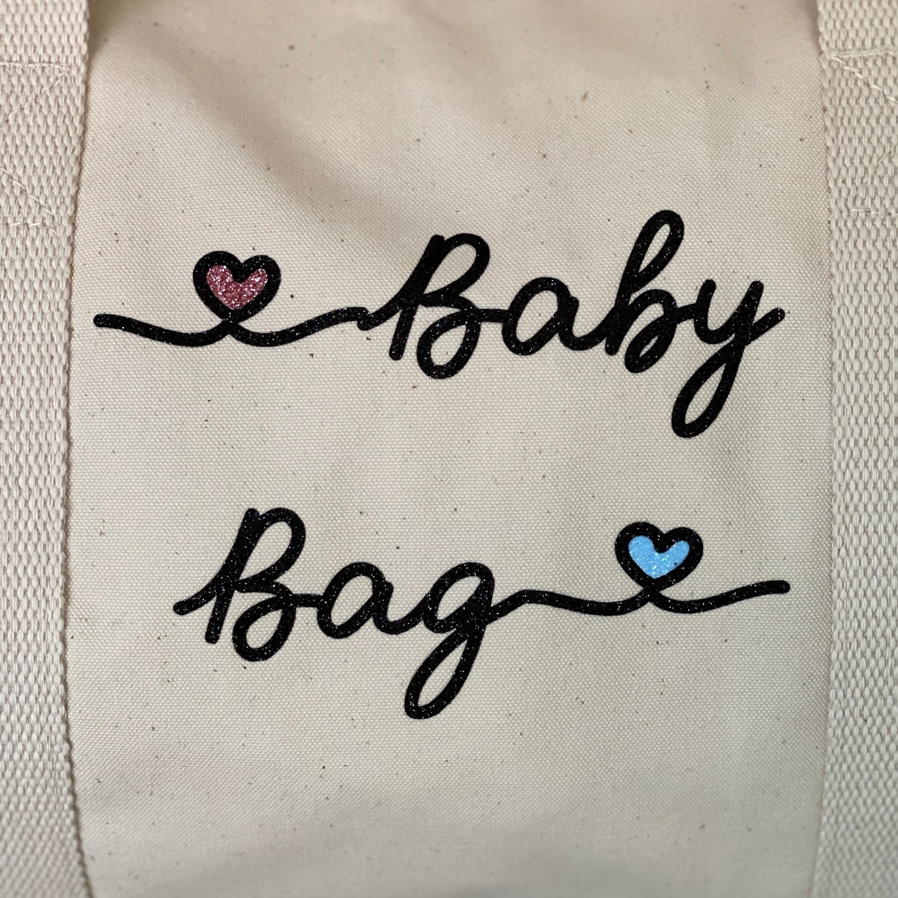 Borsone mamma, 1 borsone baby e 2 Pochette con cuoricini Rosa/Azzurro - Be Brave Boutique