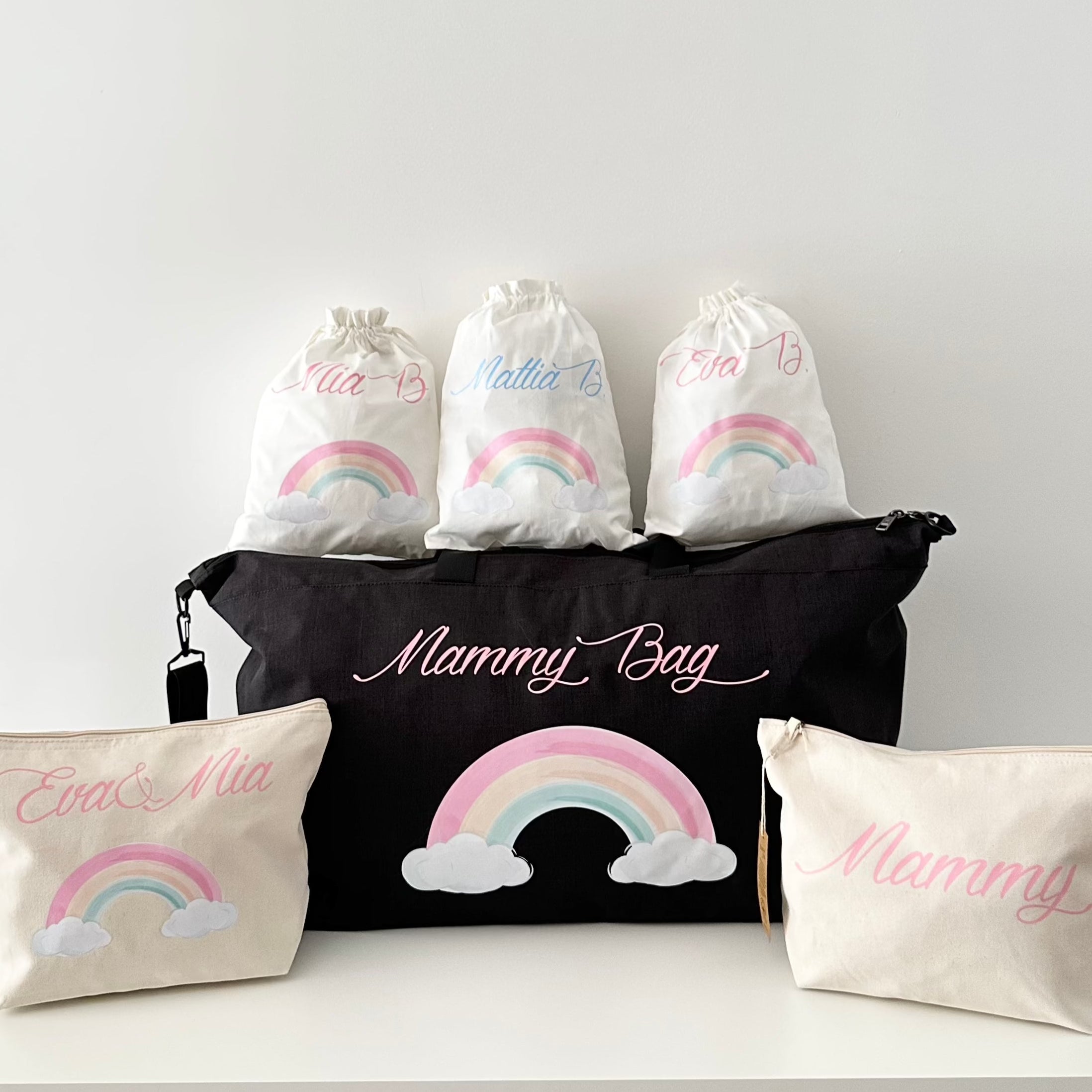 Set Borsone Family Arcobaleno adatto al parto - Be Brave Boutique