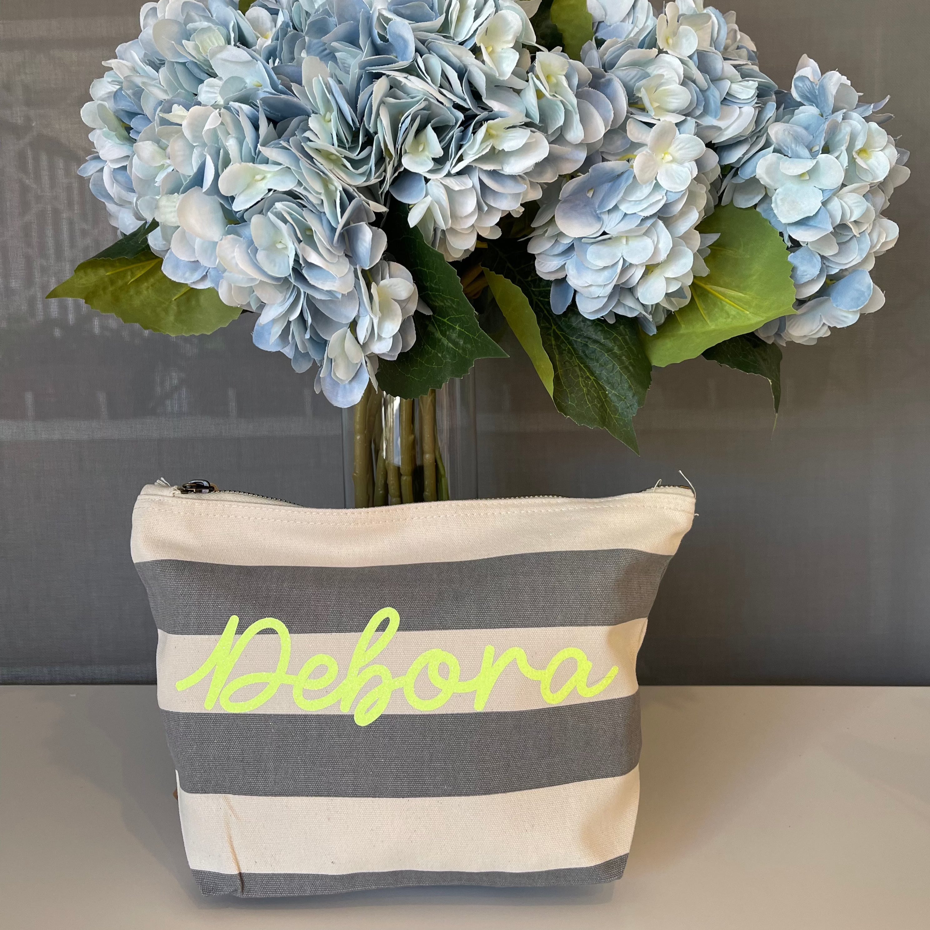 Pochette in cotone canvas a righe personalizzabile - Be Brave Boutique