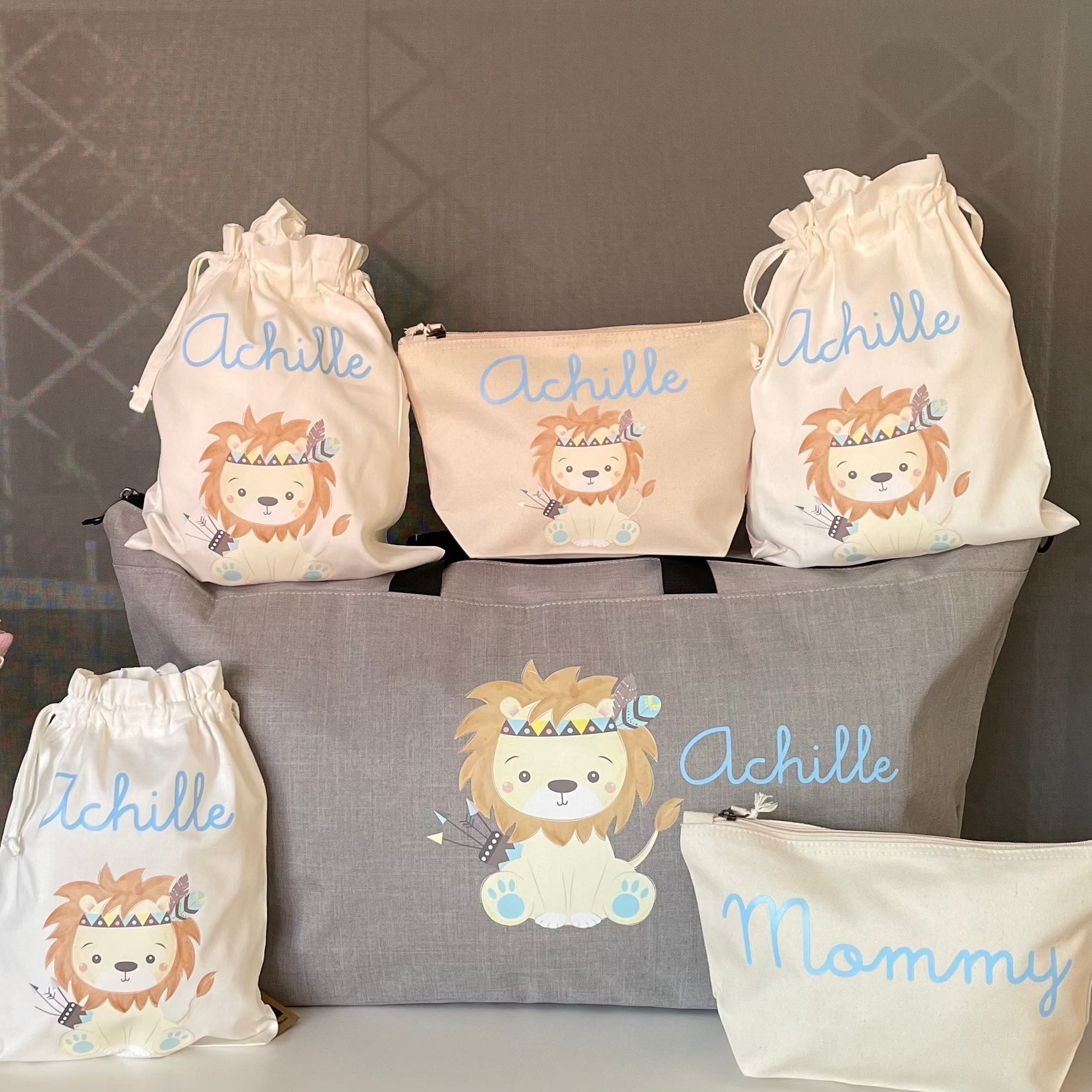 Set Borsone Family in pet riciclato Leoncino Indiano - Be Brave Boutique