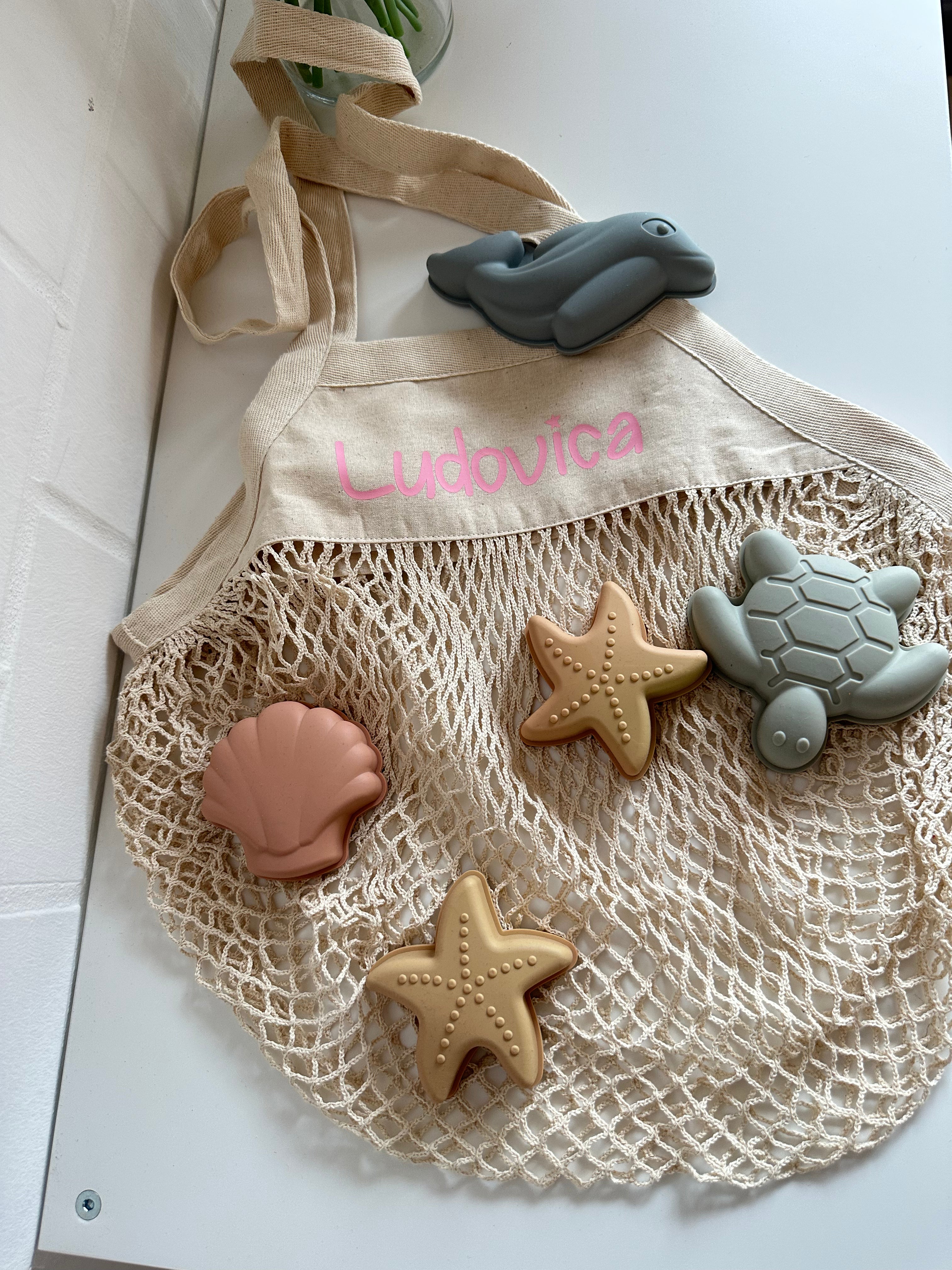 Borsa porta giochi da spiaggia in cotone organico personalizzabile - Be Brave Boutique