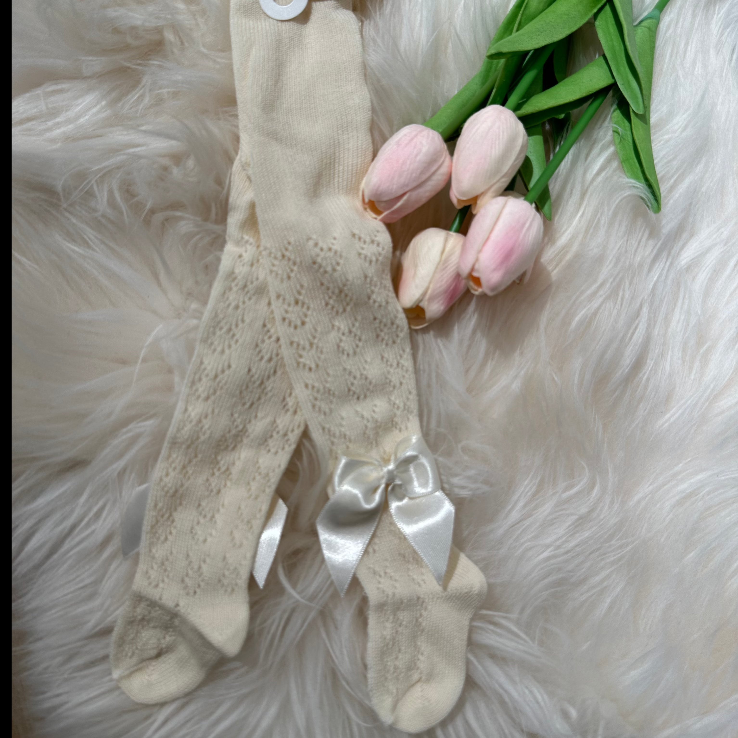 Calzamaglia bimba Panna con fiocco Meia Pata - Be Brave Boutique