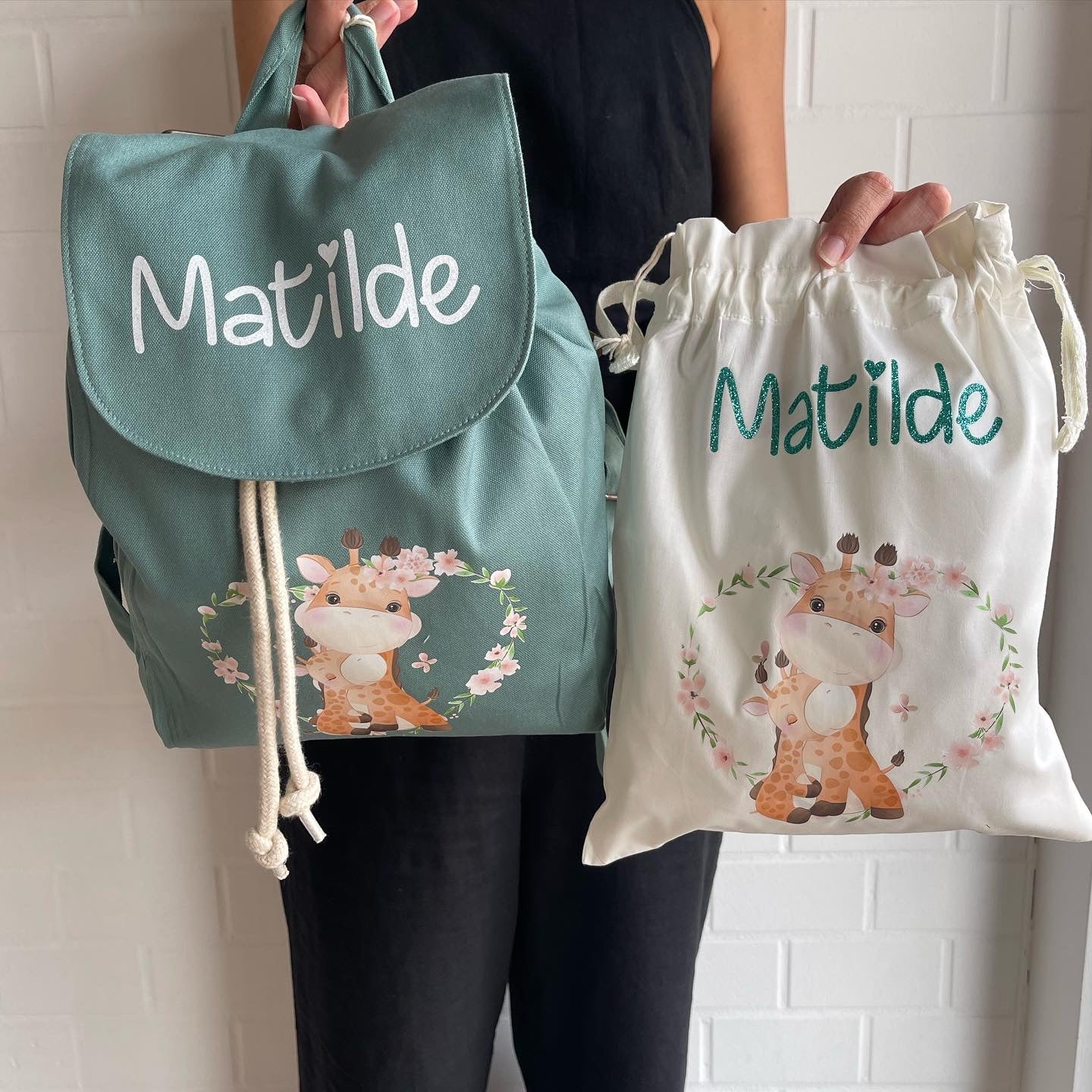 Mini Zaino in cotone e sacchetto cambi Giraffine - Be Brave Boutique