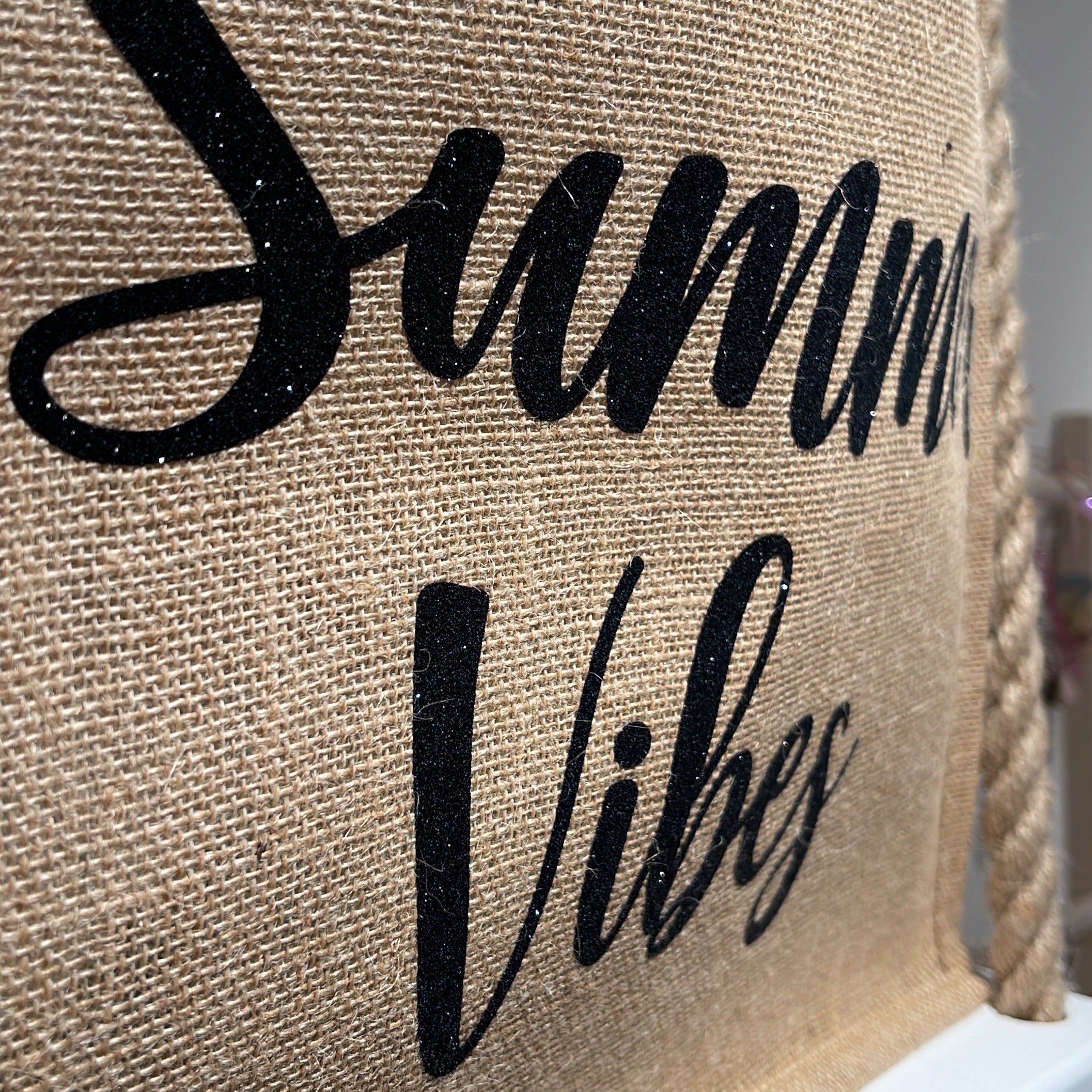 Borsa in Juta manico nero Summer Vibes - Be Brave Boutique