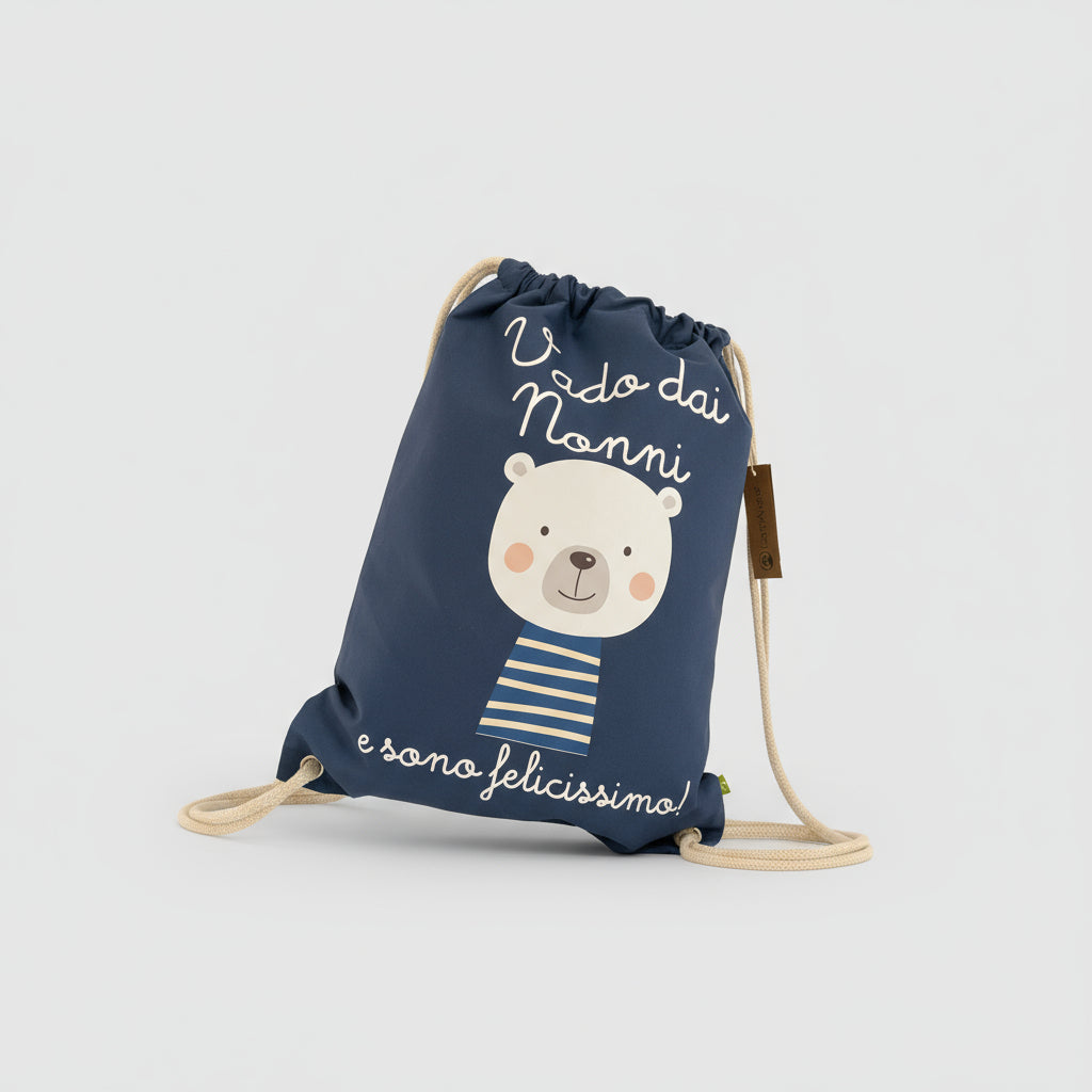 Zaino in cotone pesante Vado dai Nonni e sono felicissimo - Be Brave Boutique