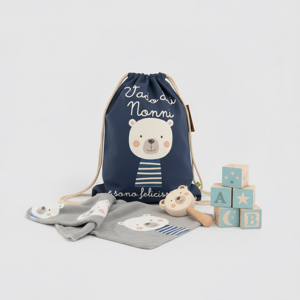 Zaino in cotone pesante Vado dai Nonni e sono felicissimo - Be Brave Boutique