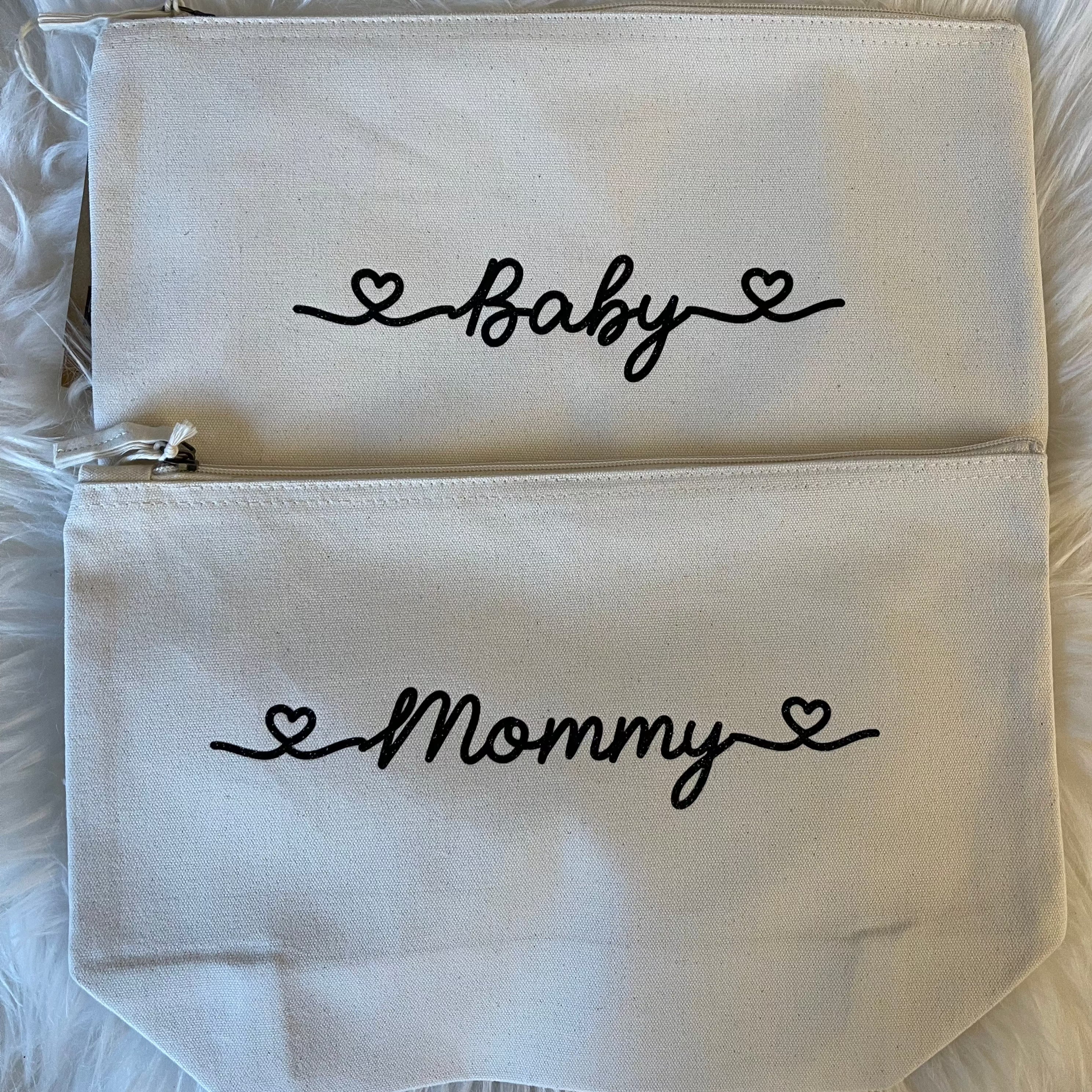 Set 2 pochette Mommy e Baby glitter nero - Be Brave Boutique