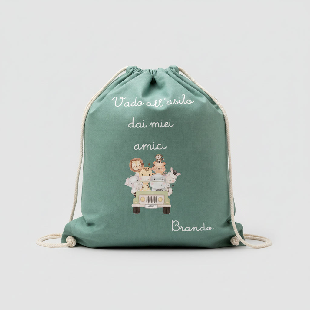 Zaino in cotone pesante Vado All'asilo dai miei amici - Be Brave Boutique