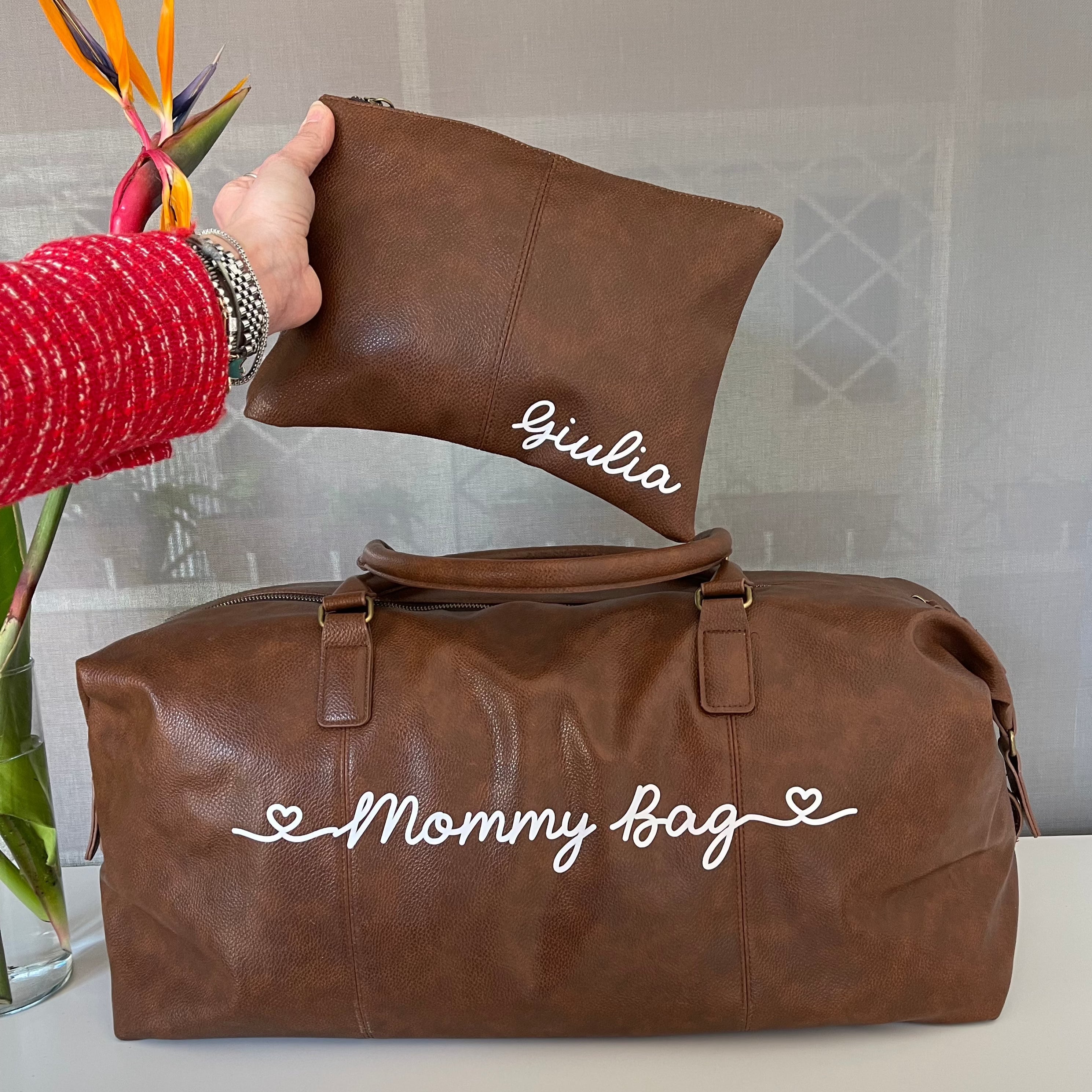 Borsone da viaggio in 100% pelle sintetica, classico ed elegante tasche e zip - Be Brave Boutique