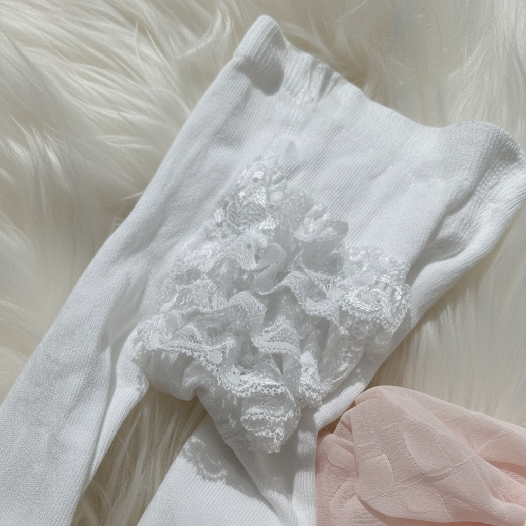 Calzamaglia Neonata Bianco con Volant elasticizzata - Be Brave Boutique