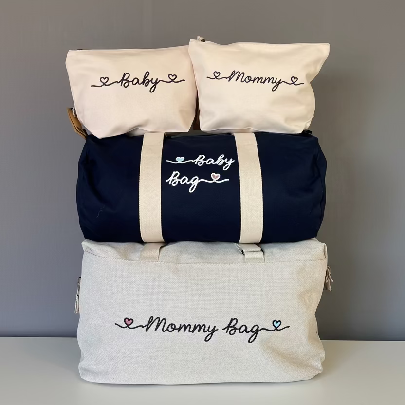 Copia del Borsone Mamma, 1 borsone Baby Blu e 2 Pochette con cuoricini Rosa/Azzurro - Be Brave Boutique