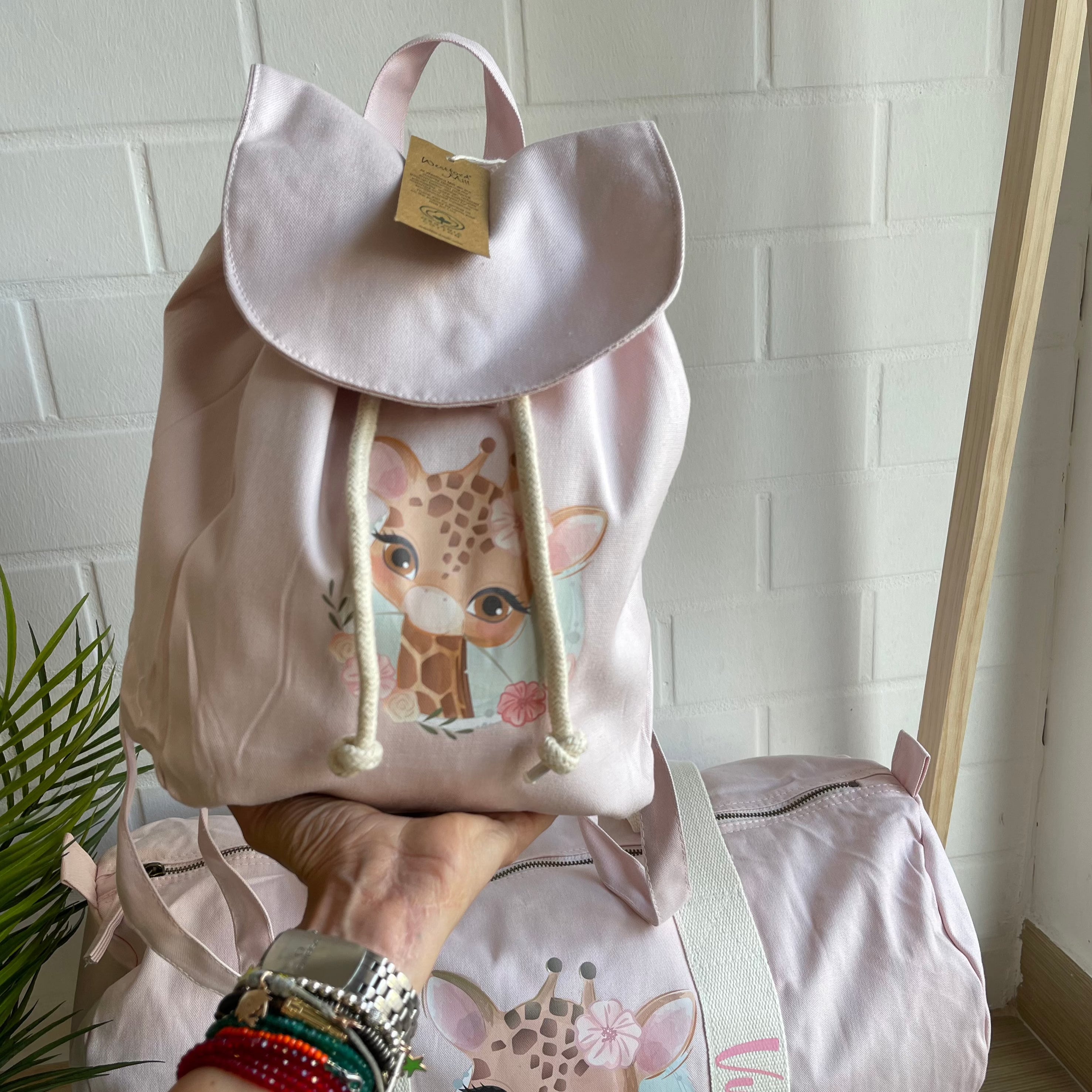 Borsone e zaino in cotone Rosa personalizzabile - Be Brave Boutique