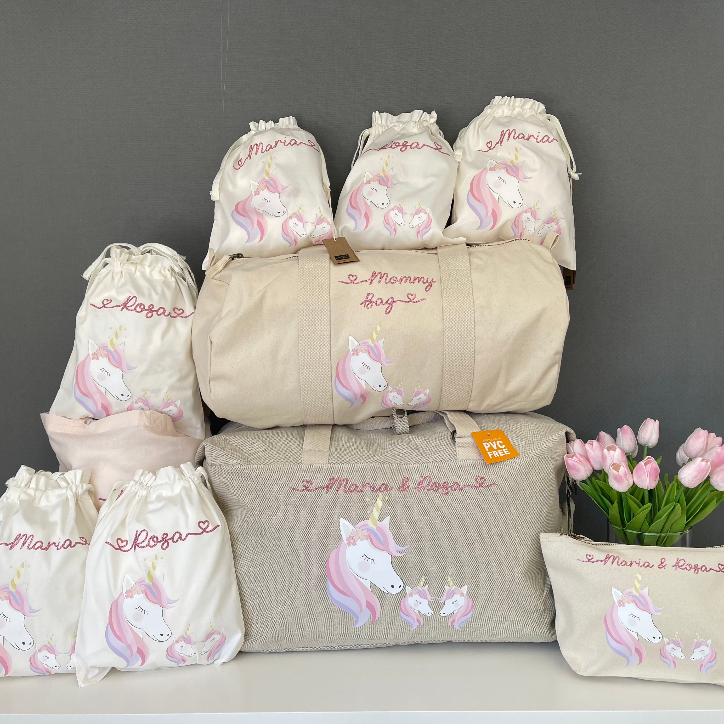 Twins Set 2 borsoni 2 Beauty e 6 sacchi primi cambi personalizzati - Be Brave Boutique