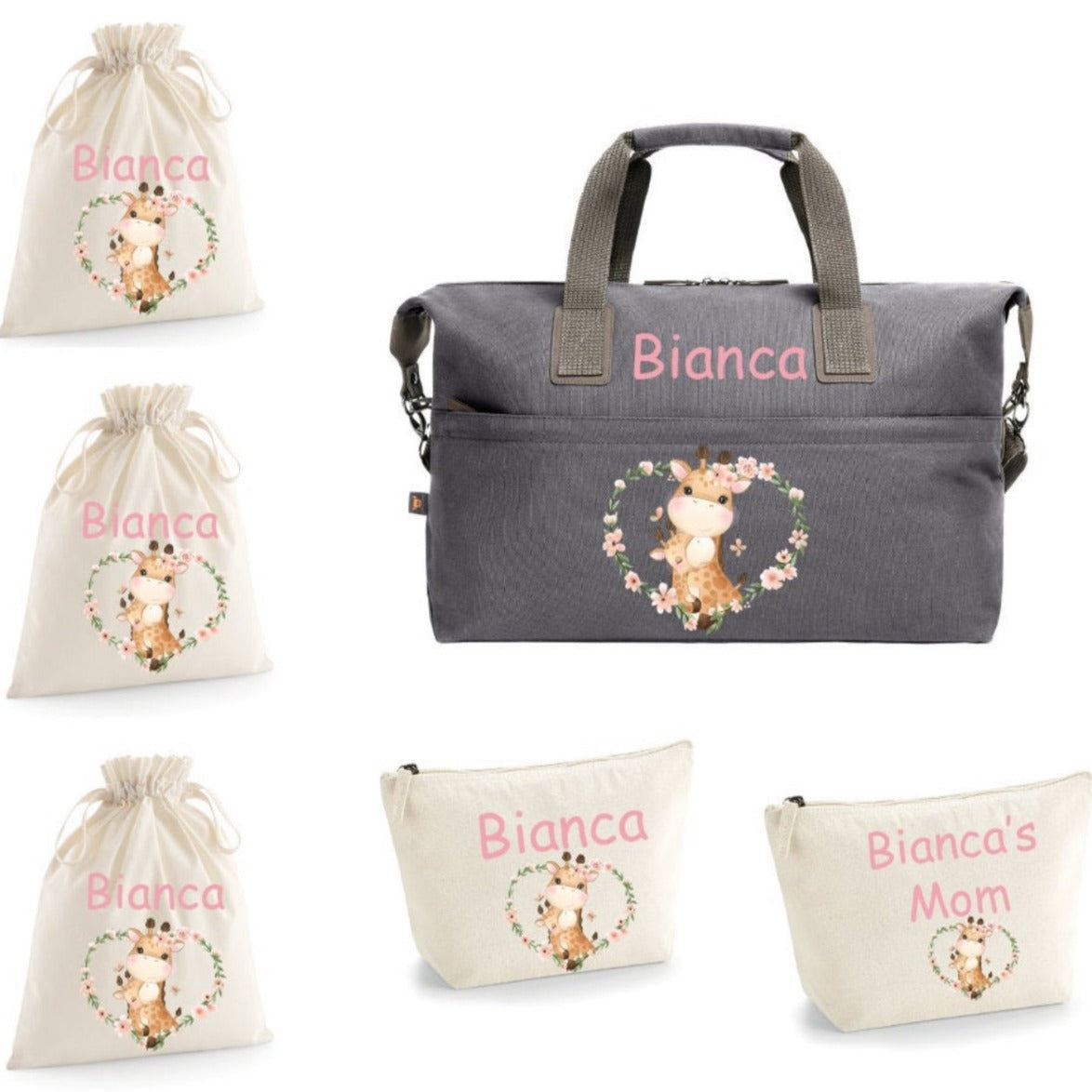 Borsone Giraffa in cotone personalizzato - Be Brave Boutique