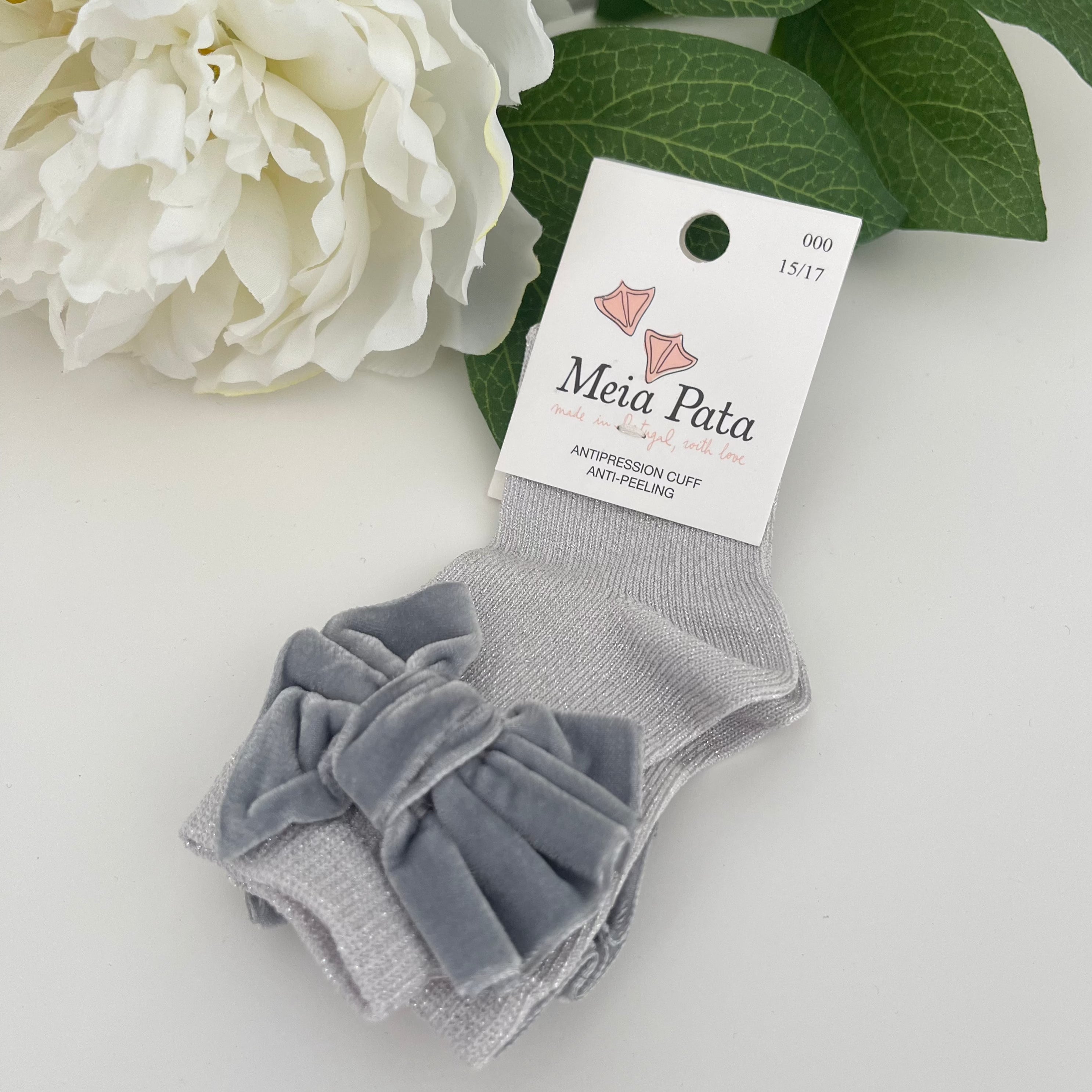 Calze bimba con fiocco in velluto Meia Pata - Be Brave Boutique