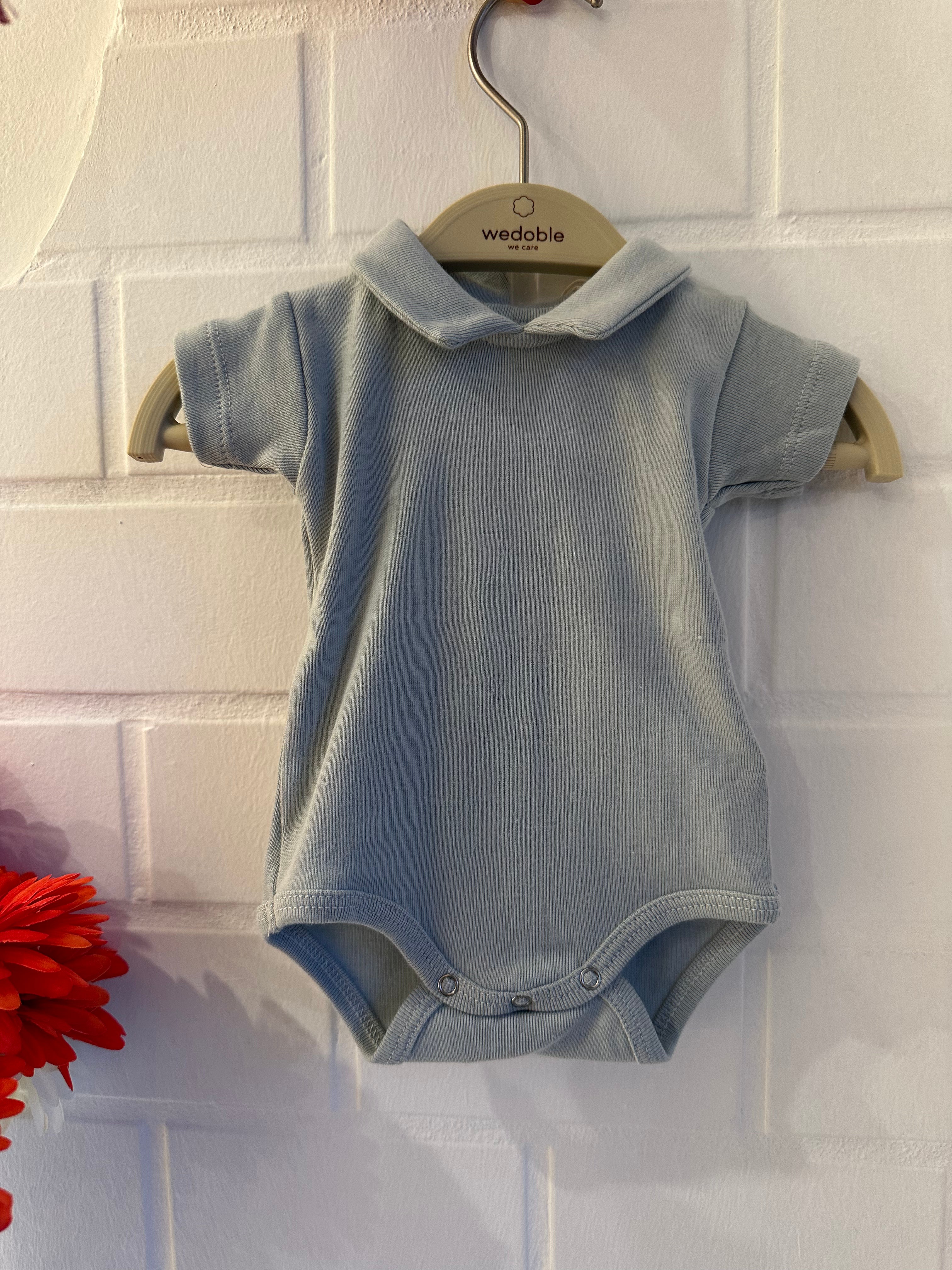 Tshirt body Azzurro con coleltto ed apertura - Be Brave Boutique