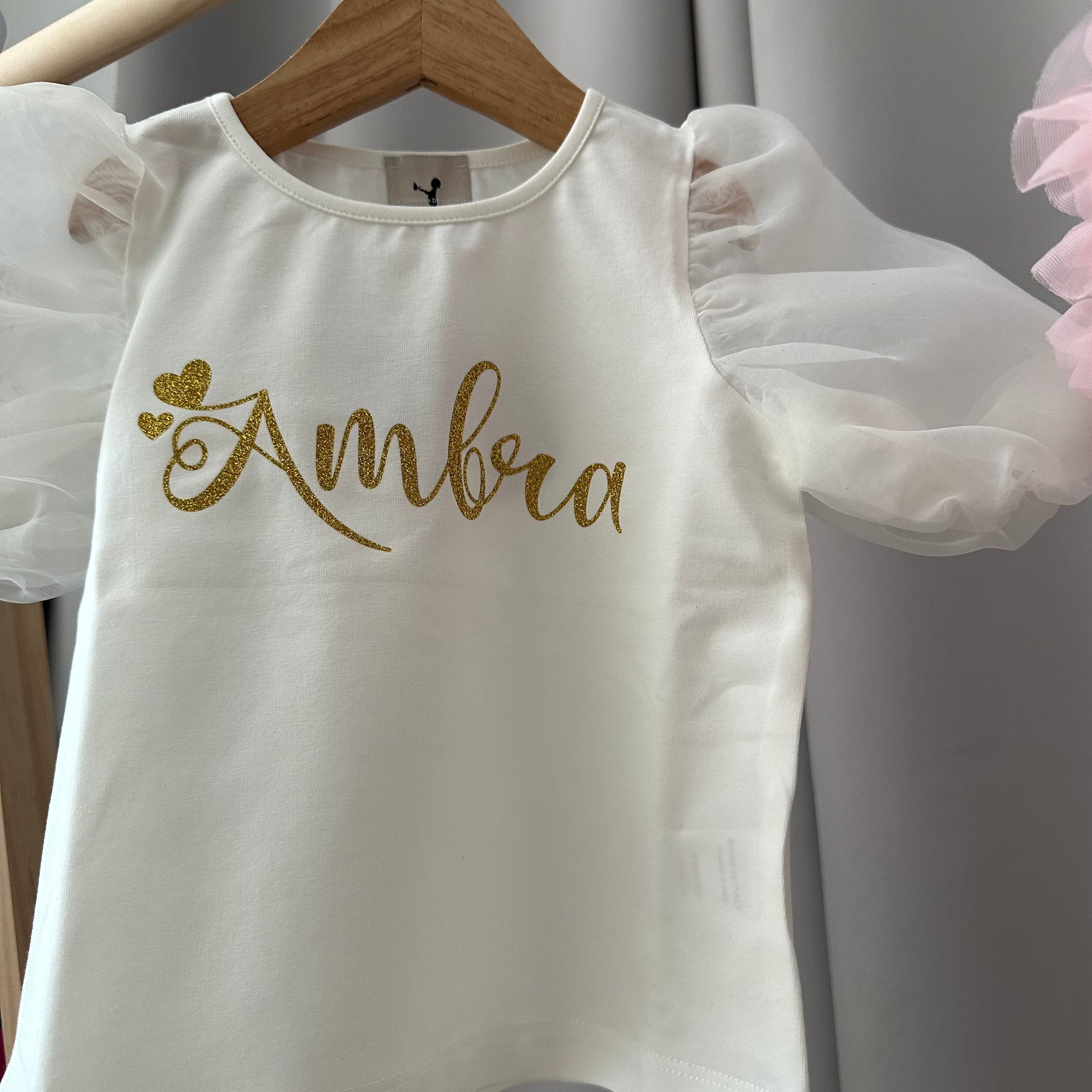 Maglietta in cotone con maniche in Organza - Be Brave Boutique