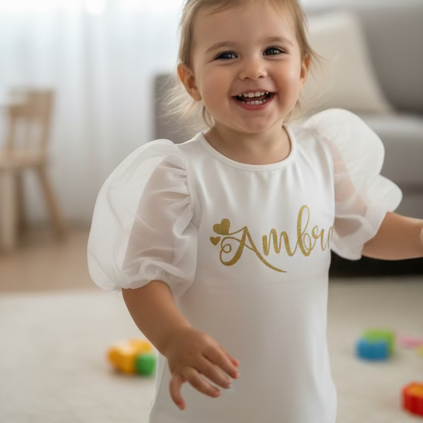 Maglietta in cotone con maniche in Organza - Be Brave Boutique