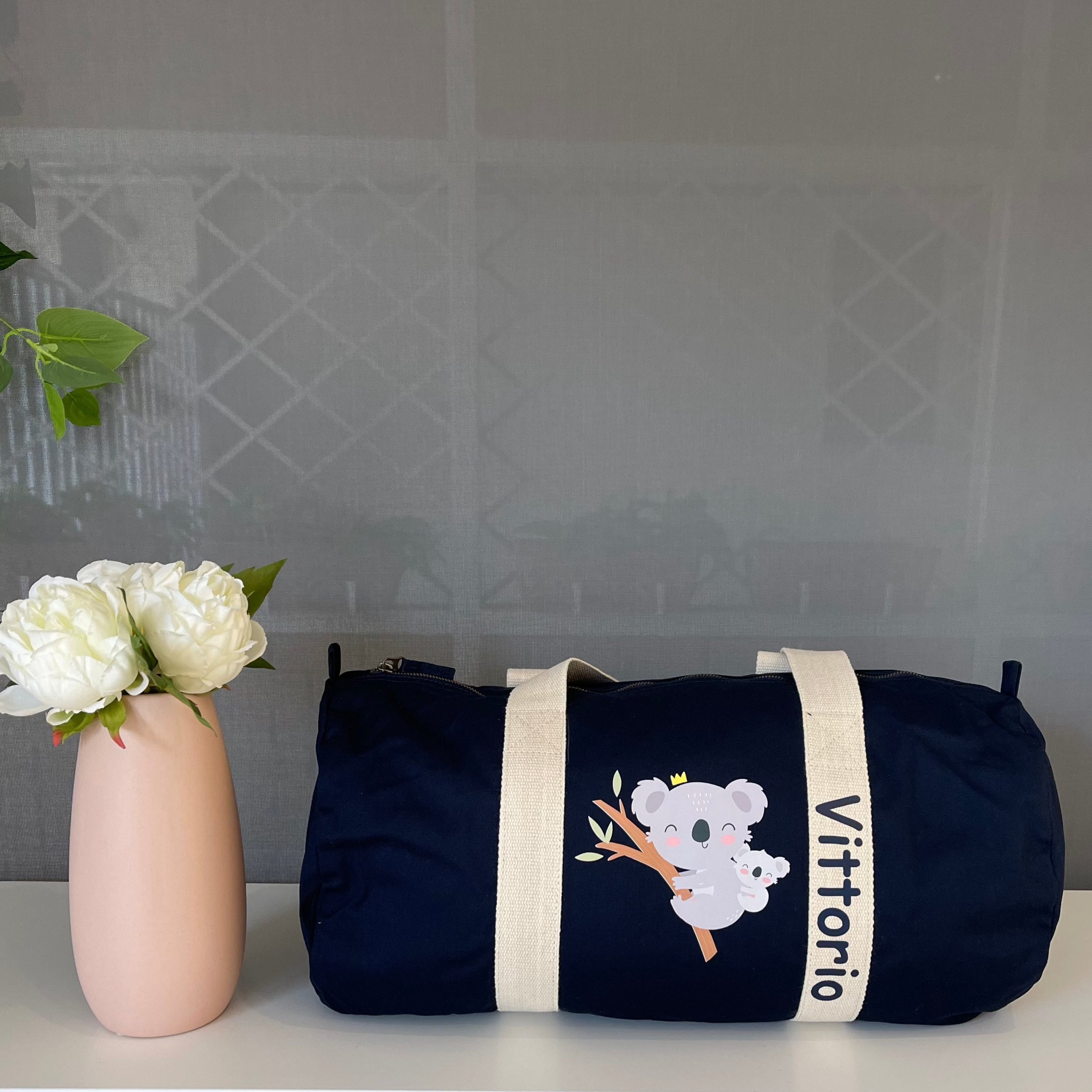 Borsone bambini cotone organico Canvas personalizzato con nome Koala mamma - Be Brave Boutique