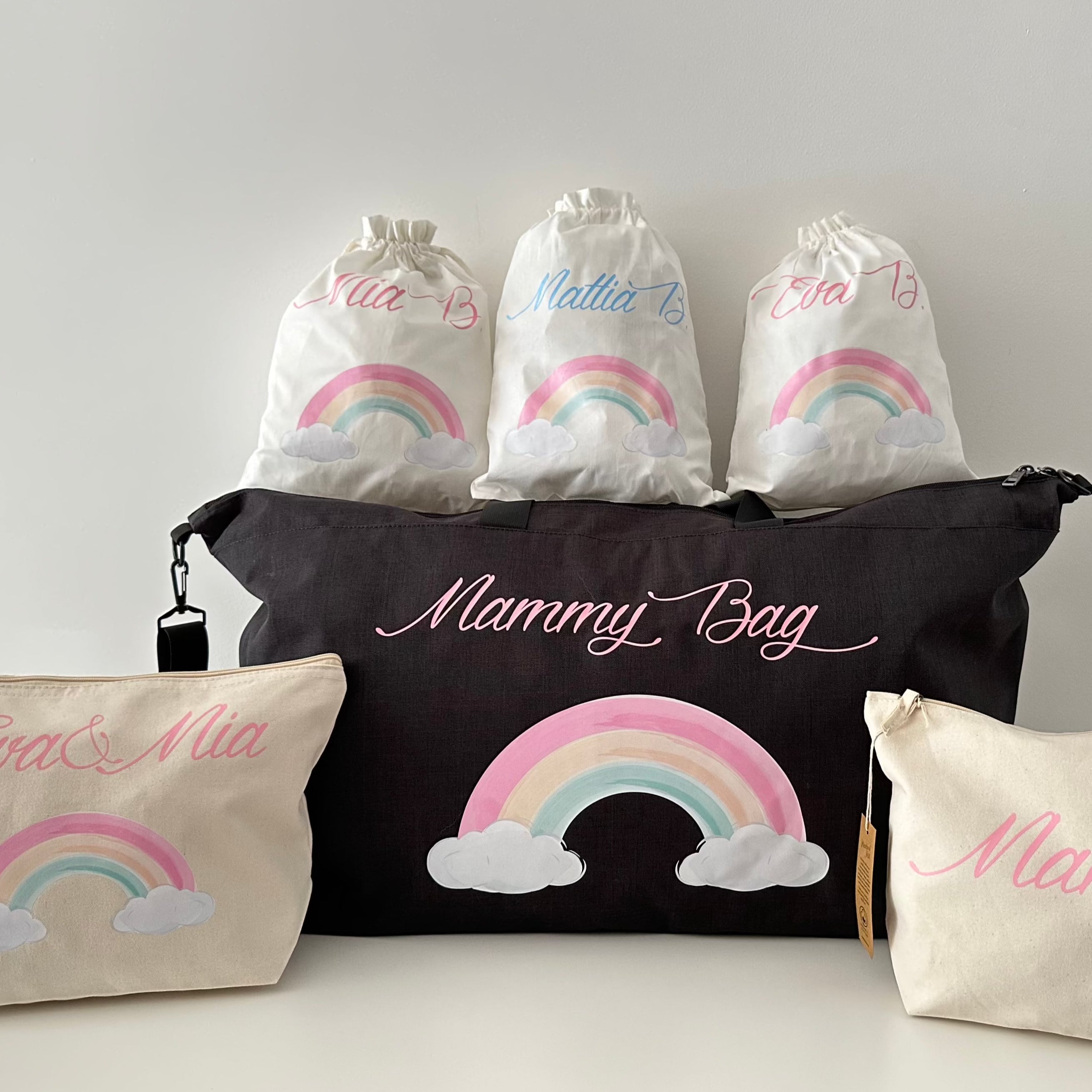 Set Borsone Family Arcobaleno adatto al parto - Be Brave Boutique