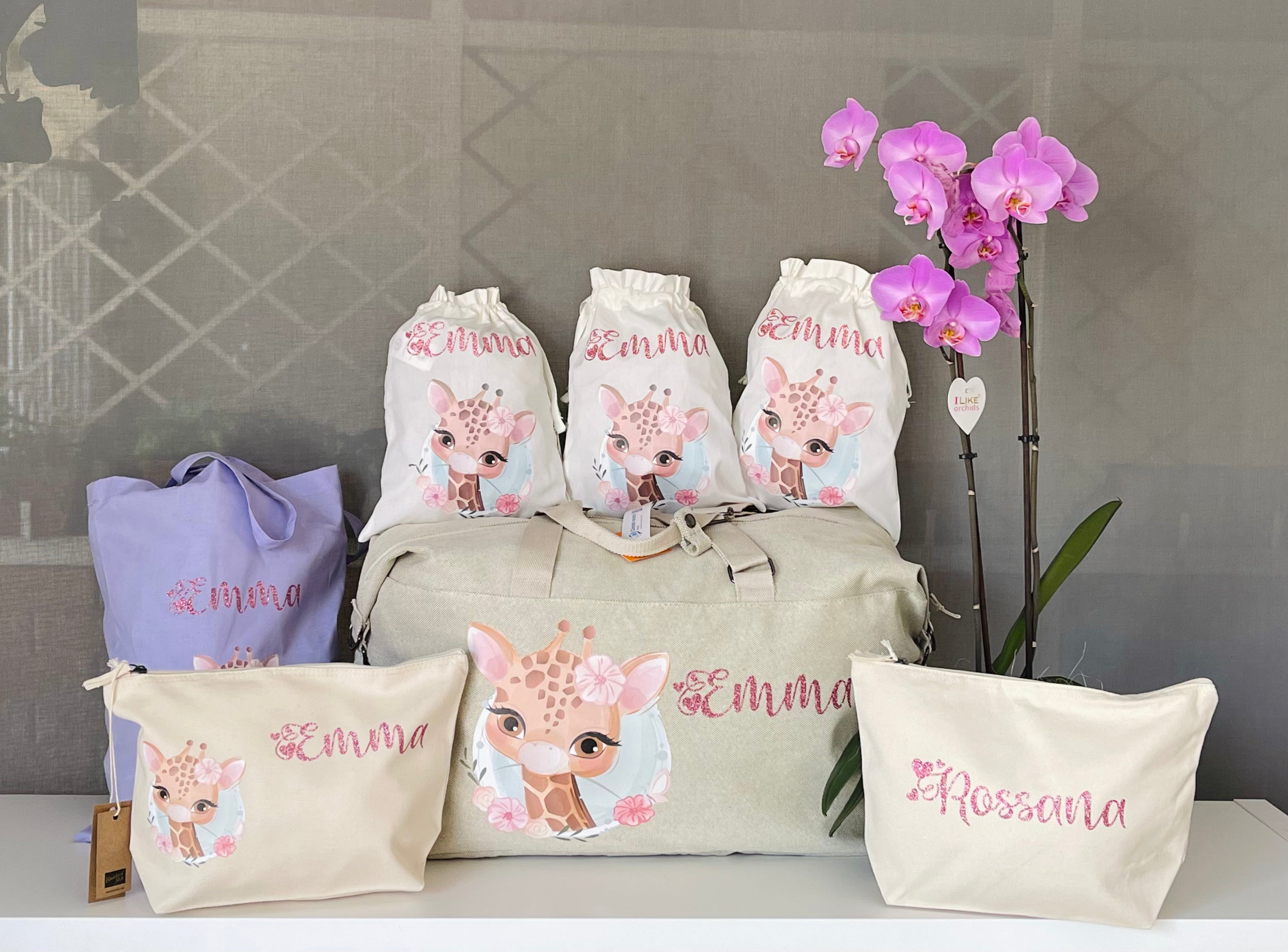 Borsone Mommy 2 beauty e 3 sacchi nascita Giraffa - Be Brave Boutique