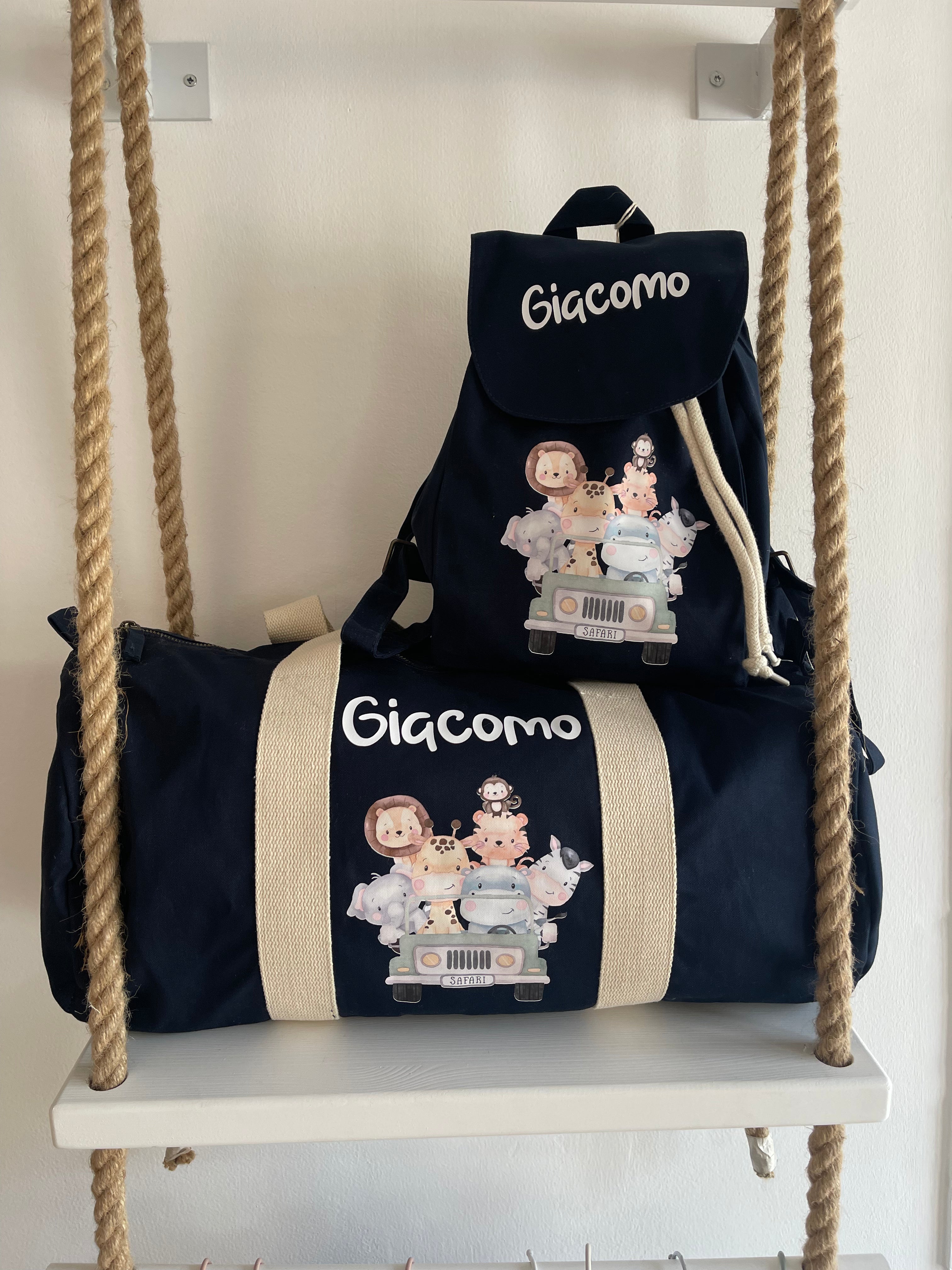 Borsone e zaino in cotone Safari personalizzabile - Be Brave Boutique