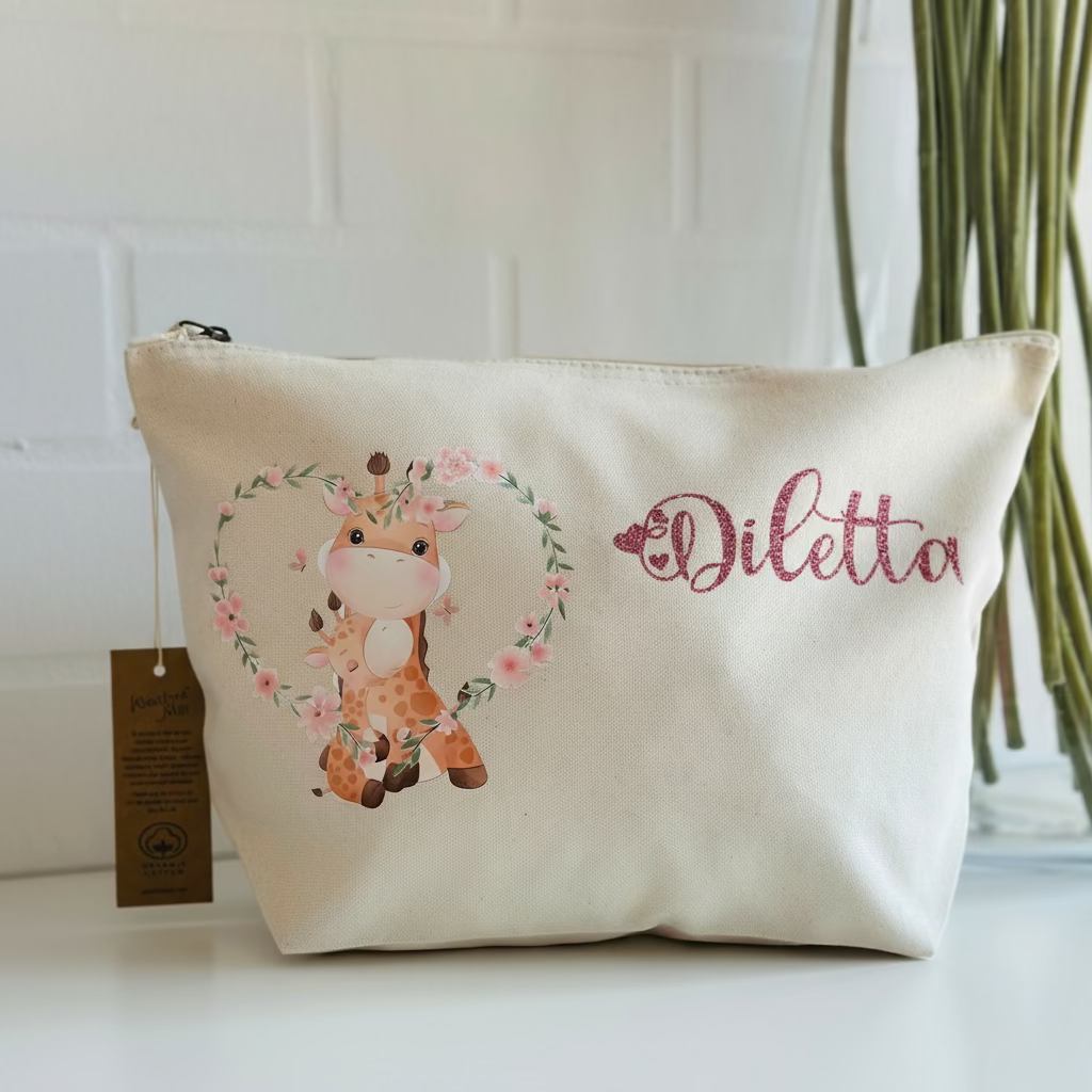 Pochette in cotone organico personalizzabile Giraffine - Be Brave Boutique
