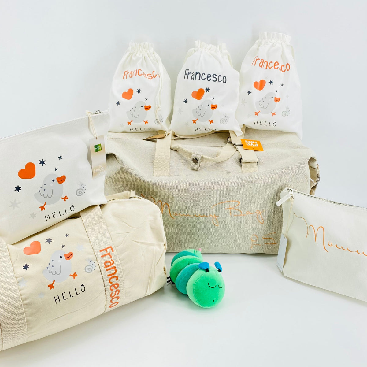 Set di due pochette in cotone organico mamma e figlio – Be Brave