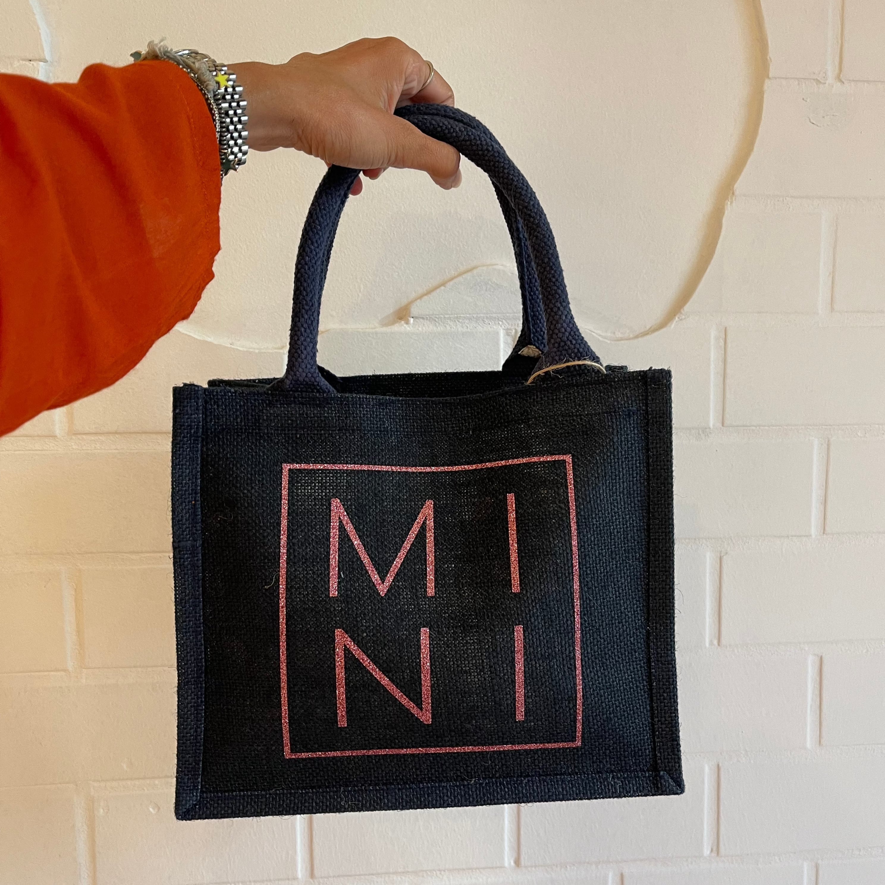 Coppia borse juta Blu Navy Mama Mini matchy-matchy - Be Brave Boutique