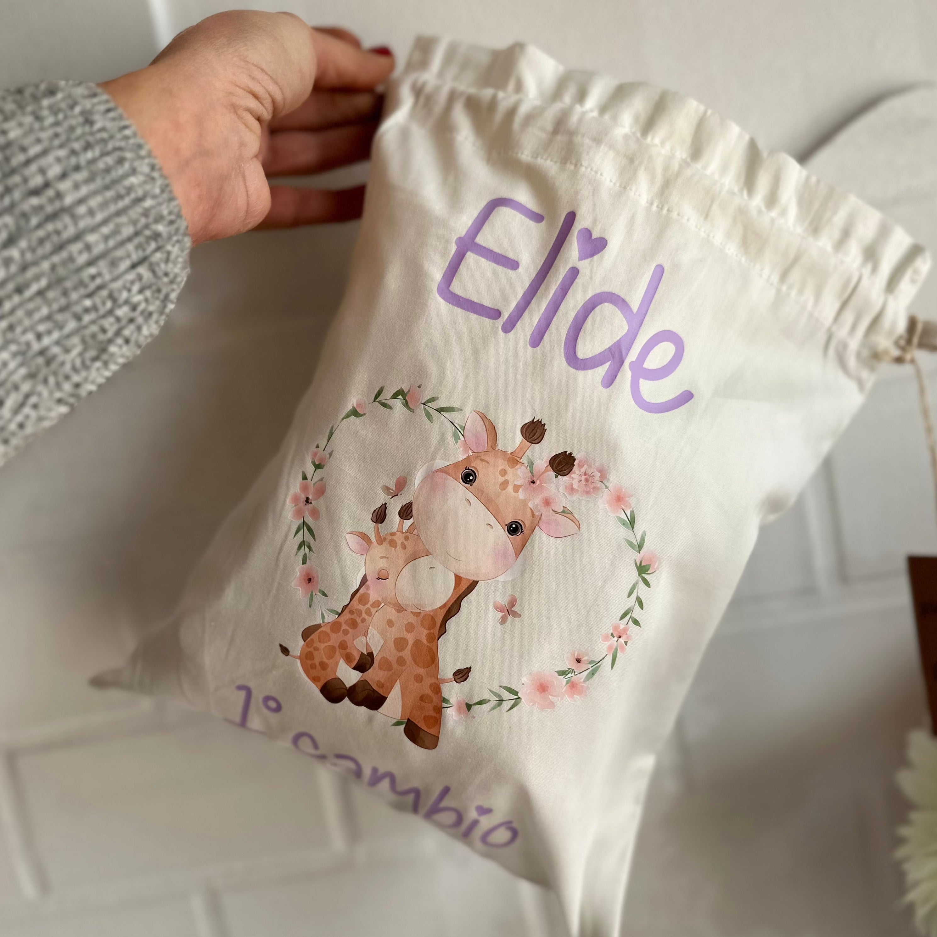 Set da 3 Sacchetti primi cambi personalizzabili Giraffine - Be Brave Boutique