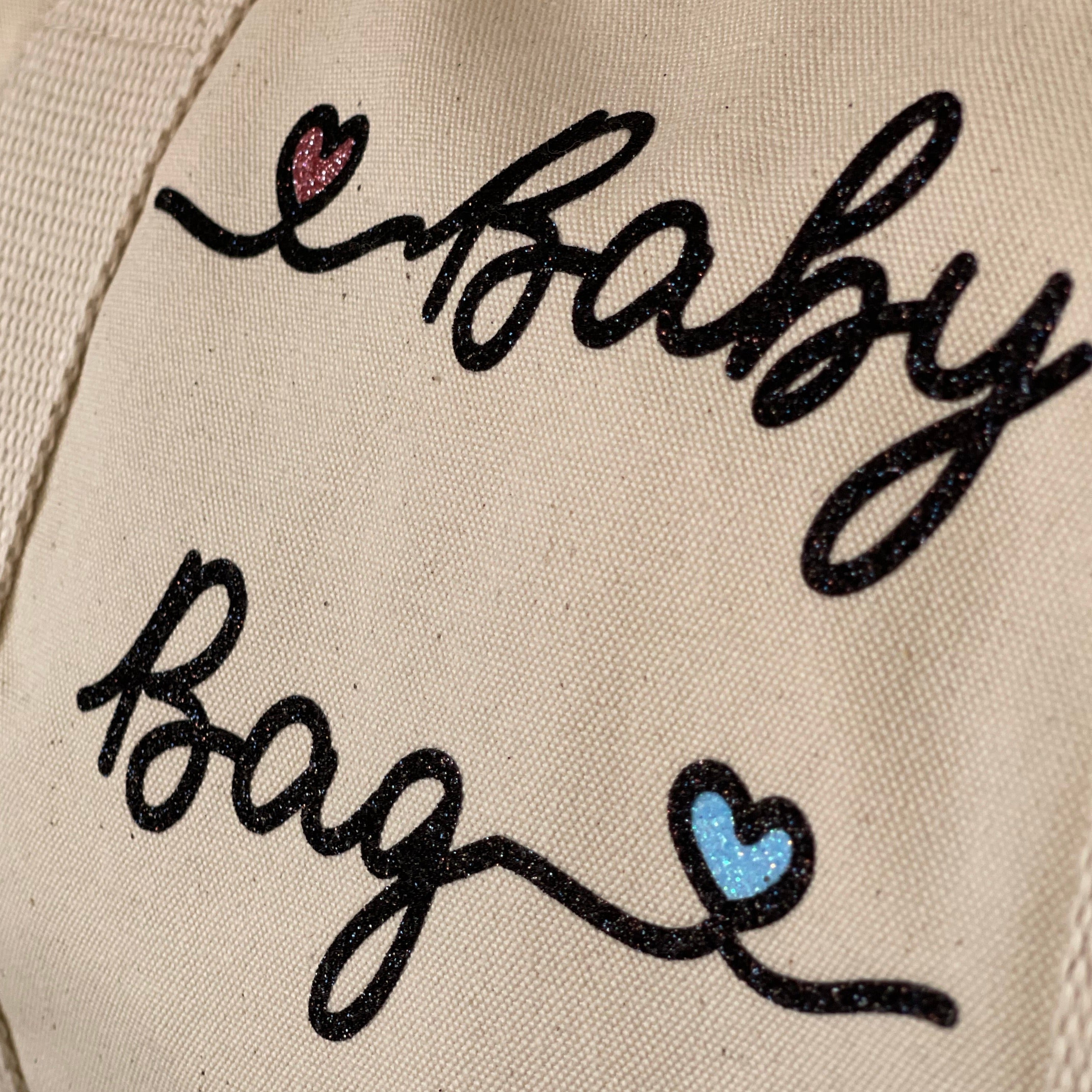 Borsone mamma, 1 borsone baby e 2 Pochette con cuoricini Rosa/Azzurro - Be Brave Boutique