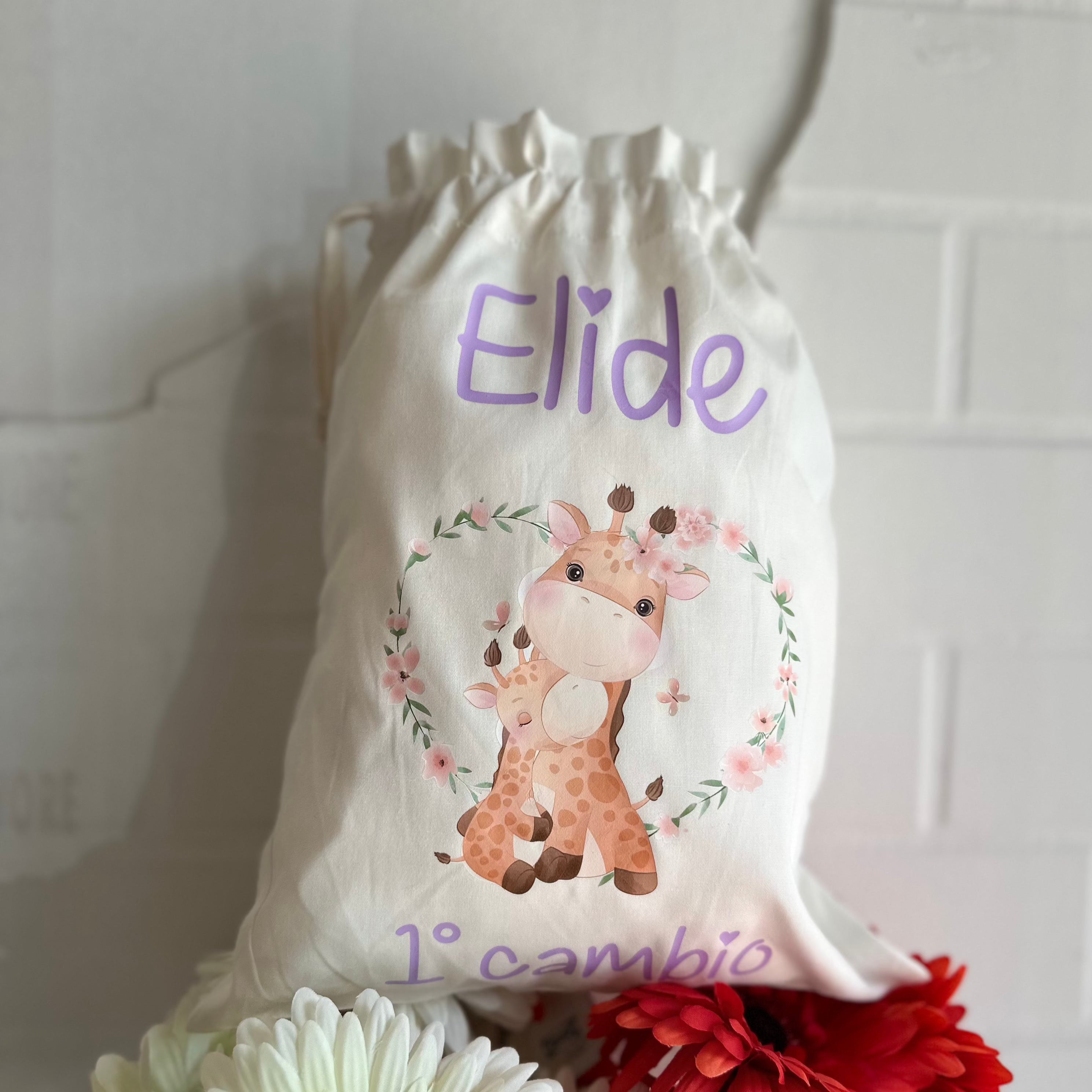 Set da 3 Sacchetti primi cambi personalizzabili Giraffine - Be Brave Boutique