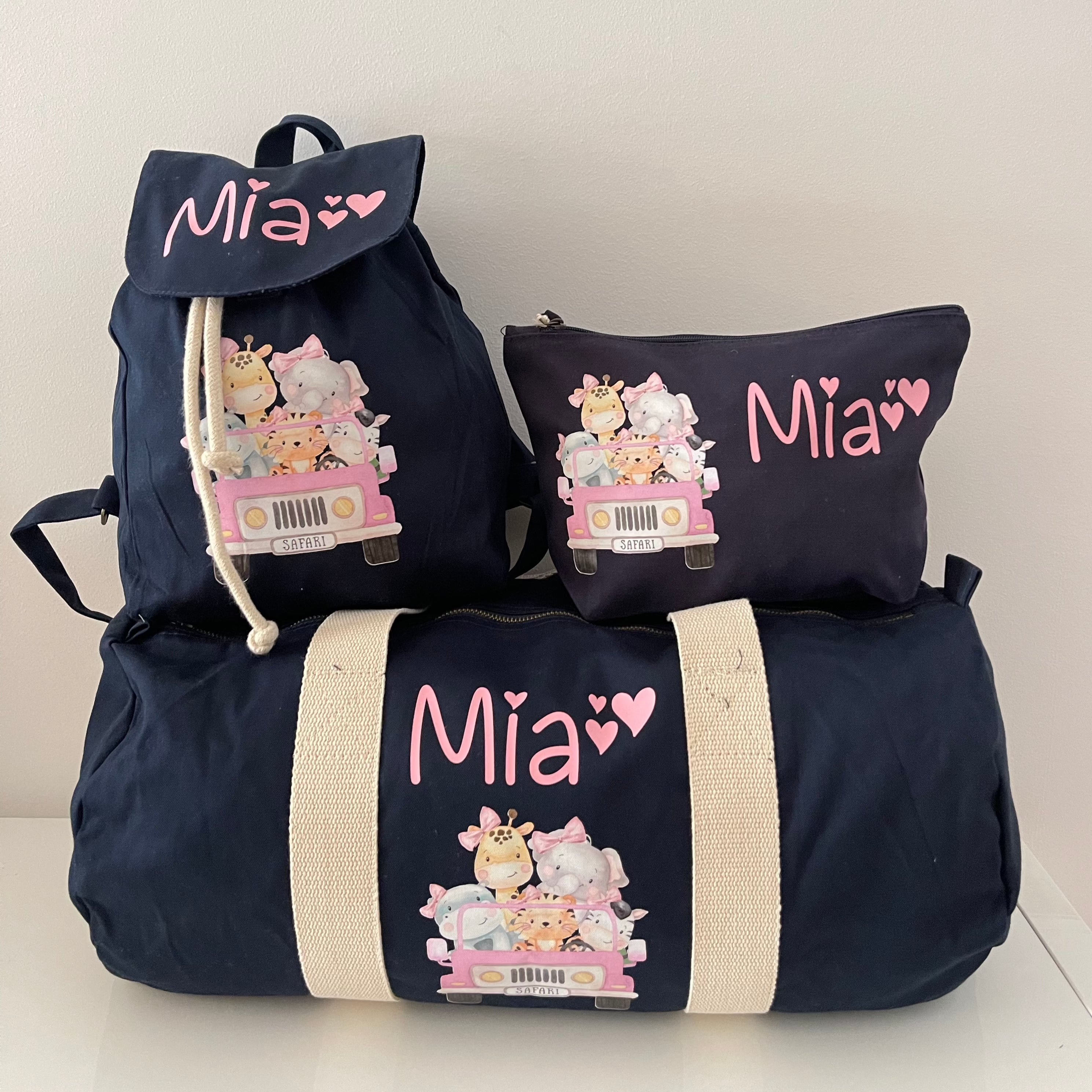 Borsone, zaino e pochette in cotone Safari personalizzabile - Be Brave Boutique