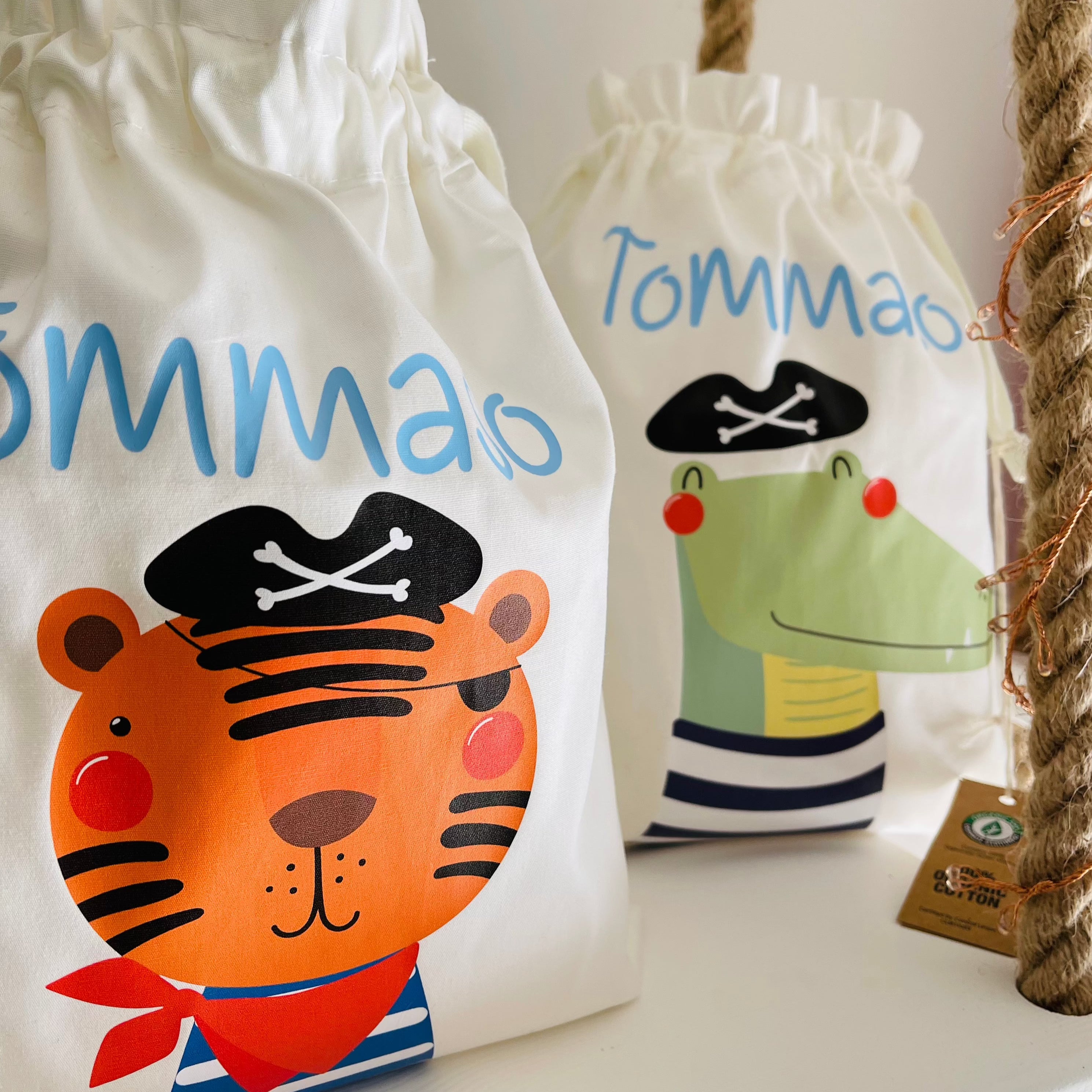 Set da 3 Sacchetti primi cambi personalizzabili Animali Pirati - Be Brave Boutique